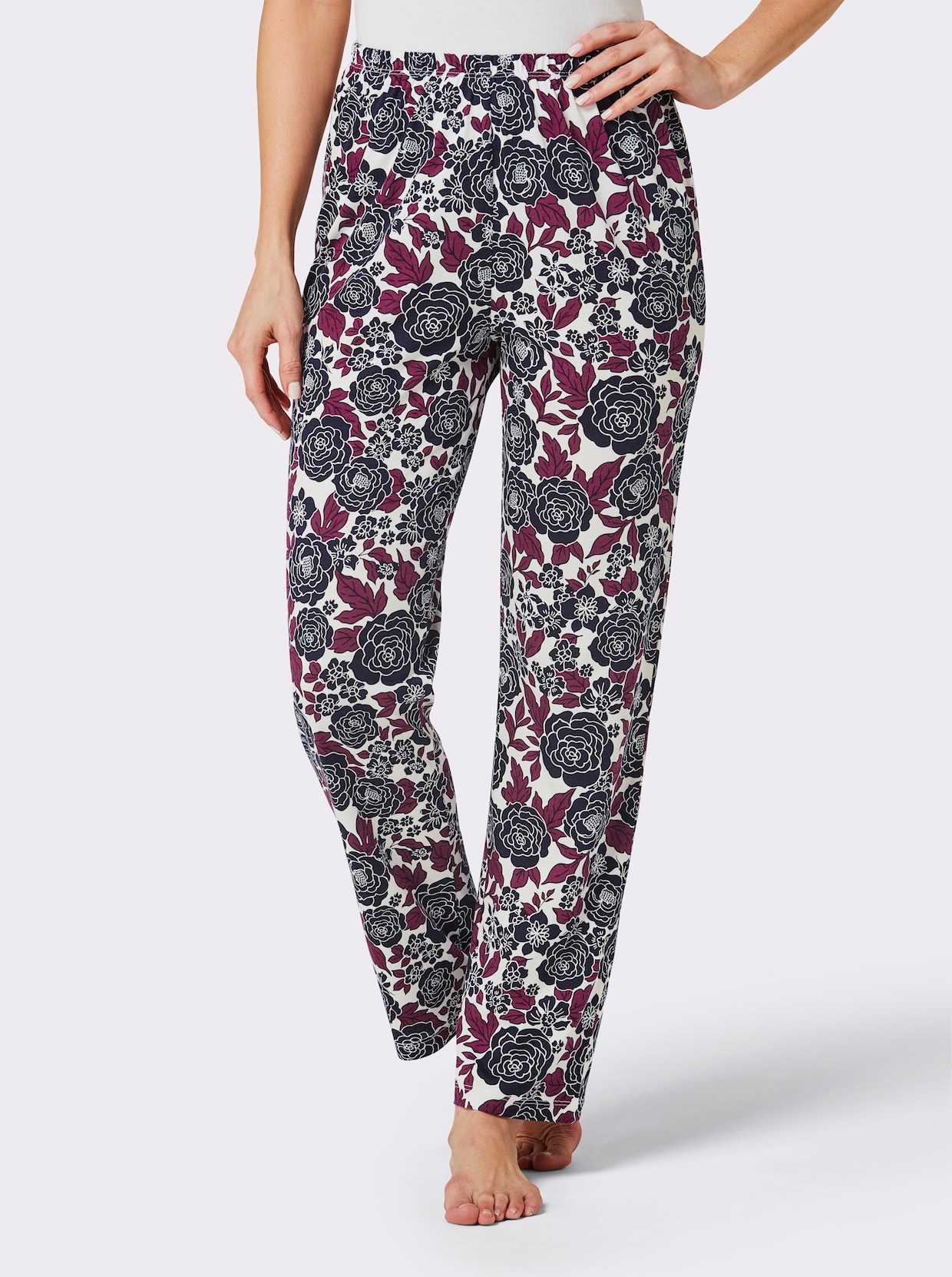 wäschepur Pyjama-Broek - ecru/marine geprint