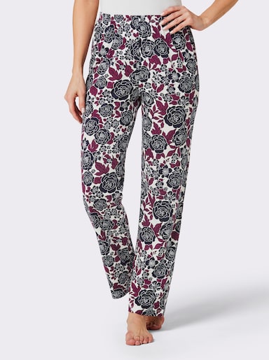 wäschepur Schlafanzug-Hose - ecru-marine-bedruckt