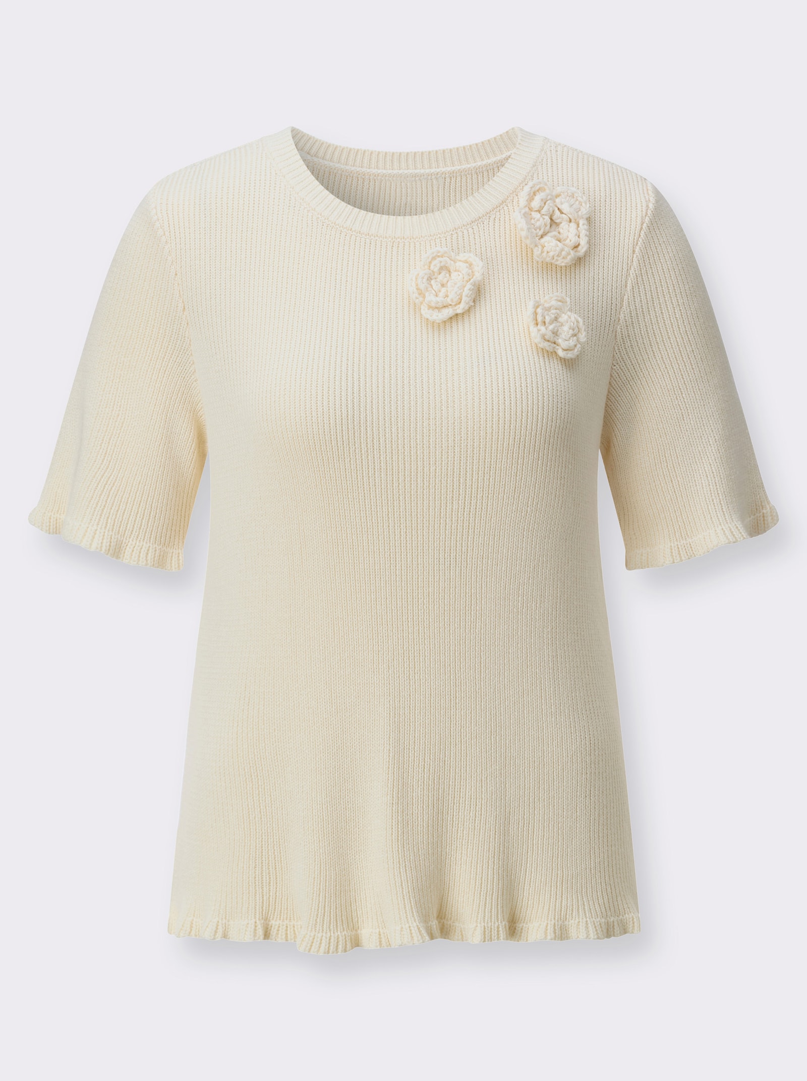 Kurzarmpullover mit Viskose - champagner