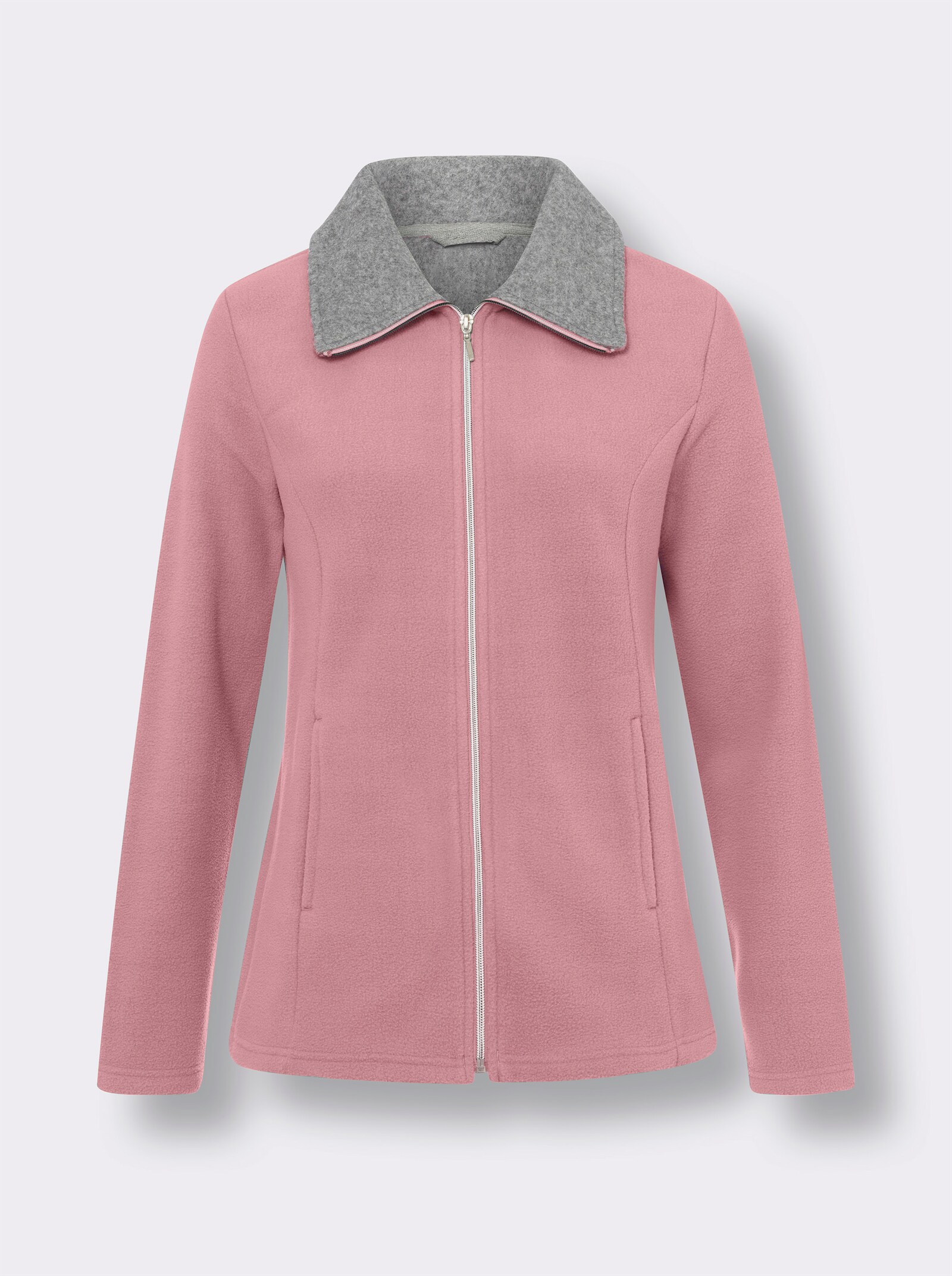Fleecejack met 2 zakken - oudroze
