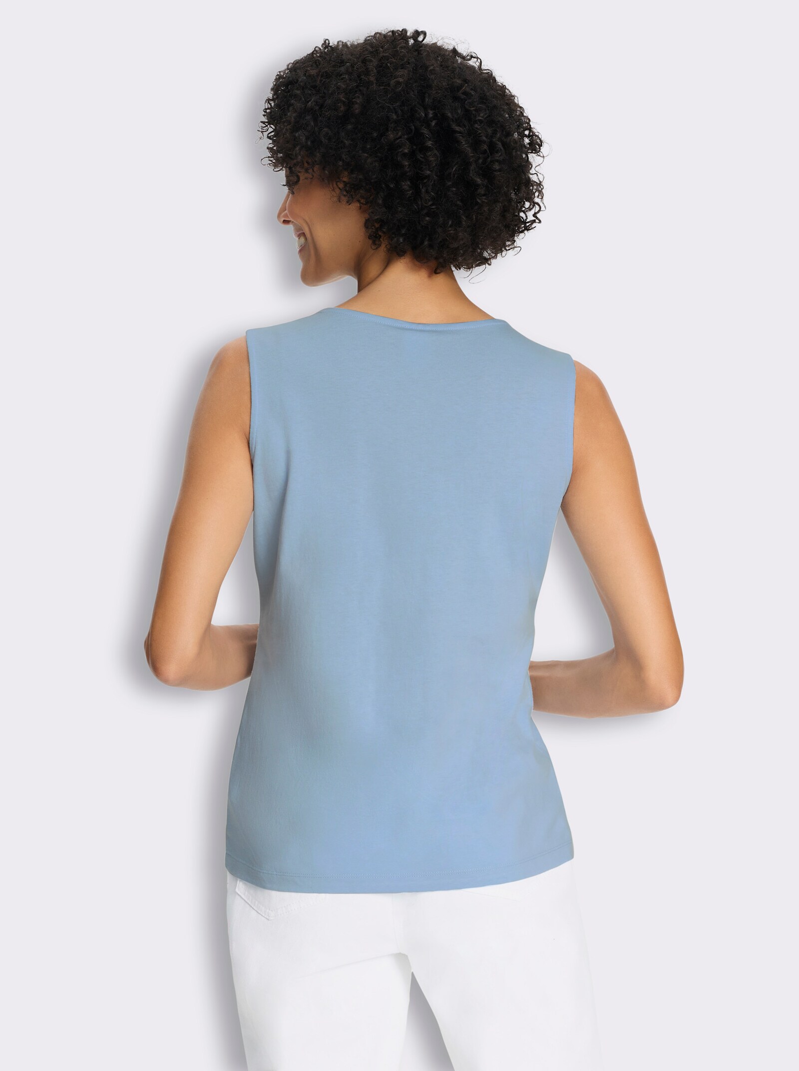 Shirttop mit imitierter Knopfleiste - eisblau