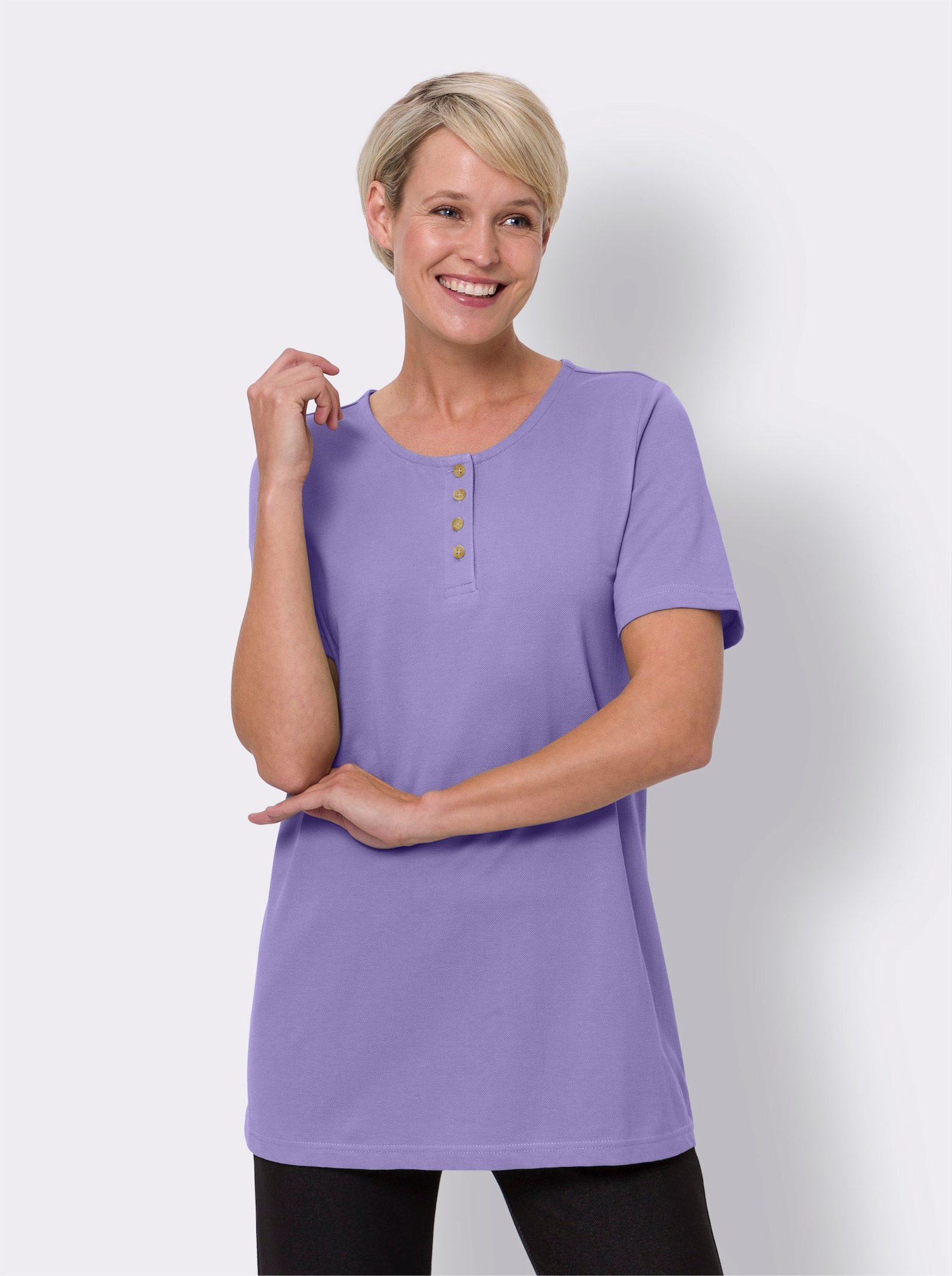 Lang shirt in lichte A-lijn - lavendel