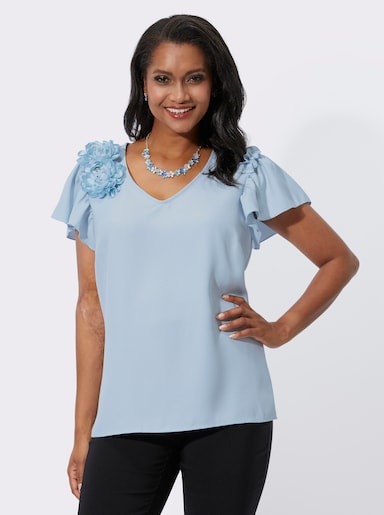 Blouse met korte mouwen - lichtblauw