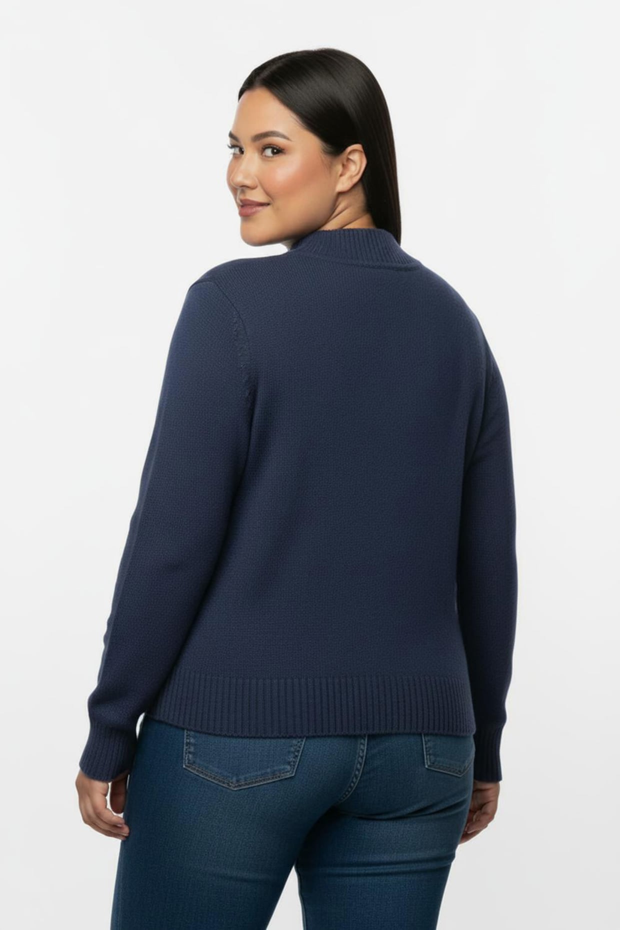 Stehkragenpullover mit Baumwolle - royalblau