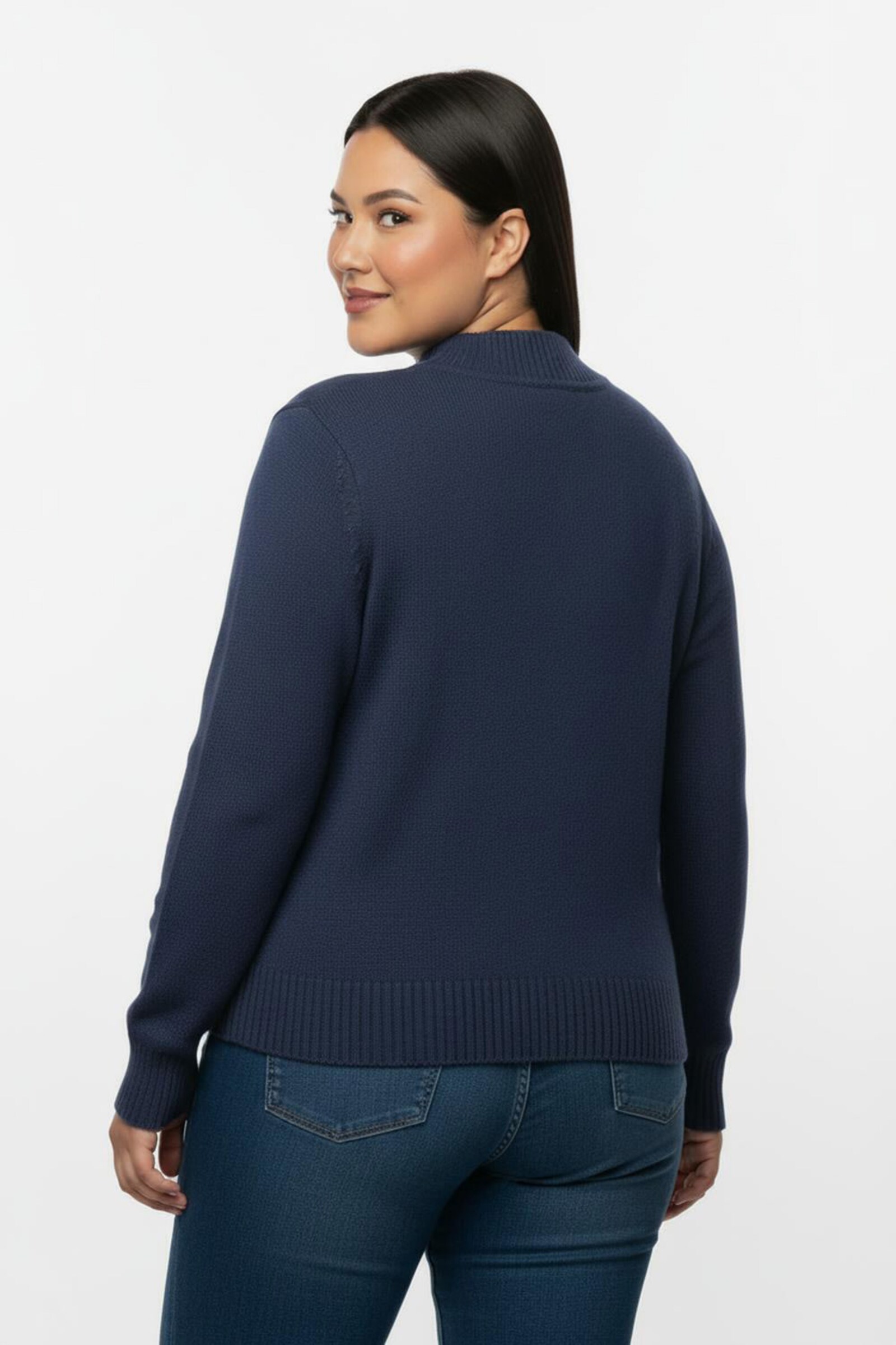 Stehkragenpullover mit Baumwolle - royalblau