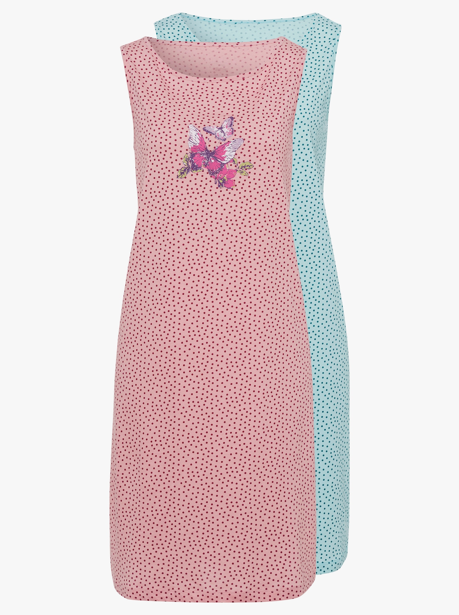 Nočná košeľa, lodičkový výstrih - ružová + bledomodrá