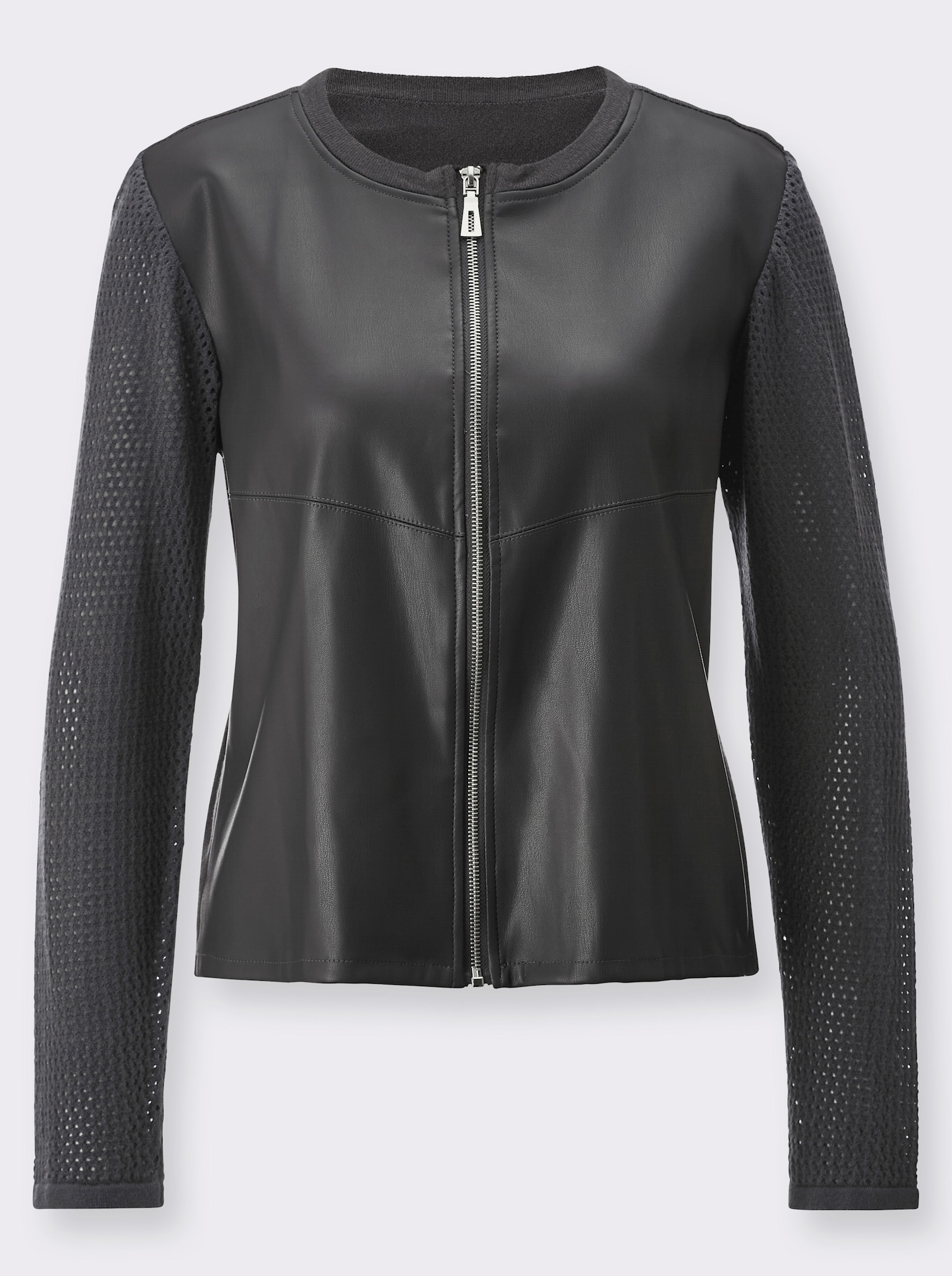 Strickjacke im Struktur-Mix - anthrazit