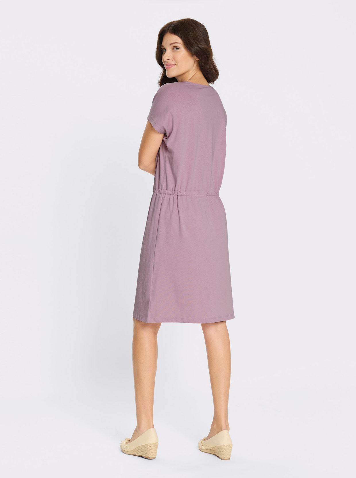 Jerseyjurk met tunnelkoord op taillehoogte - mauve