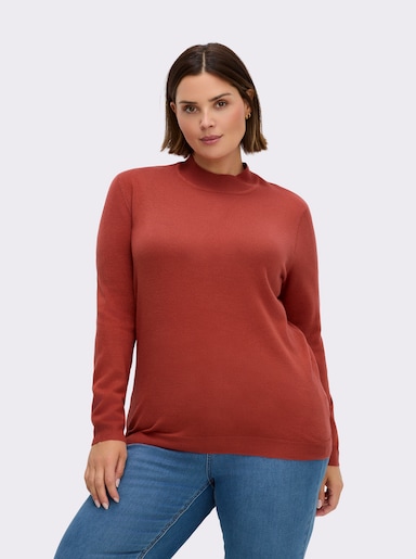 Stehkragenpullover weich wie Kaschmir - terrakotta