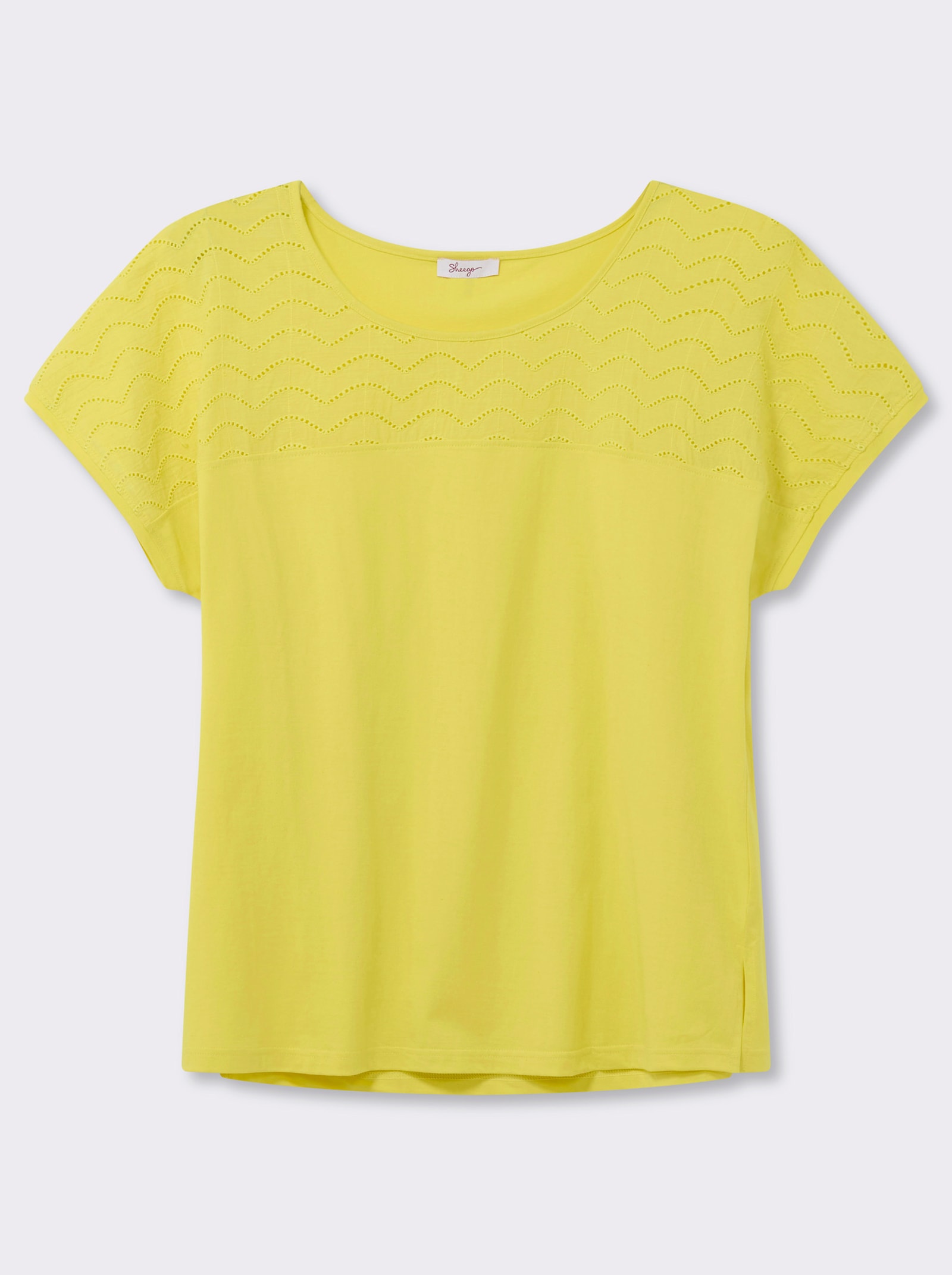 sheego T-Shirt mit Lochspitze - limone