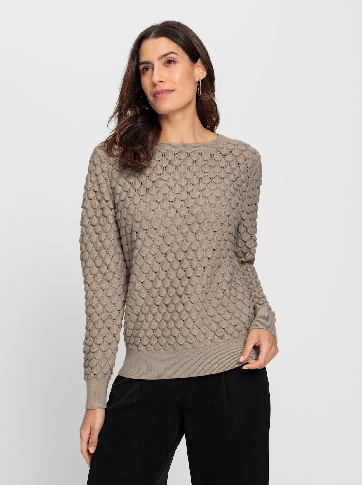 Pullover met ronde hals - sesam