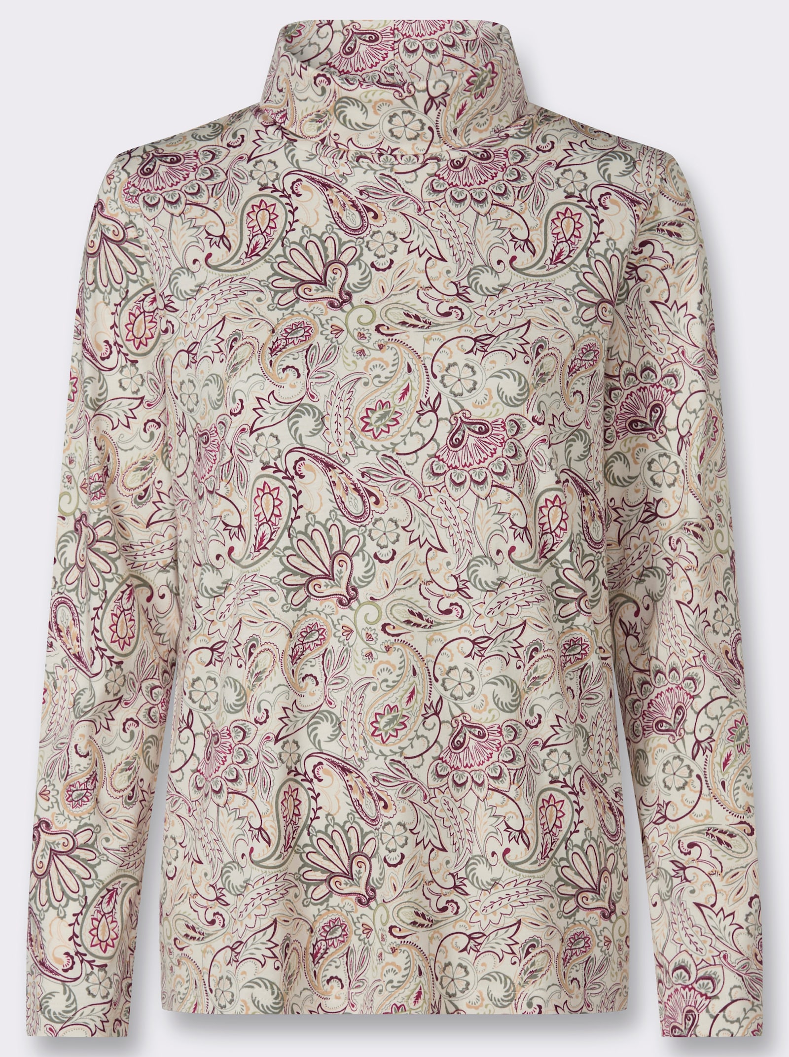 Rollkragenshirt mit Paisley-Muster - champagner-khaki-bedruckt