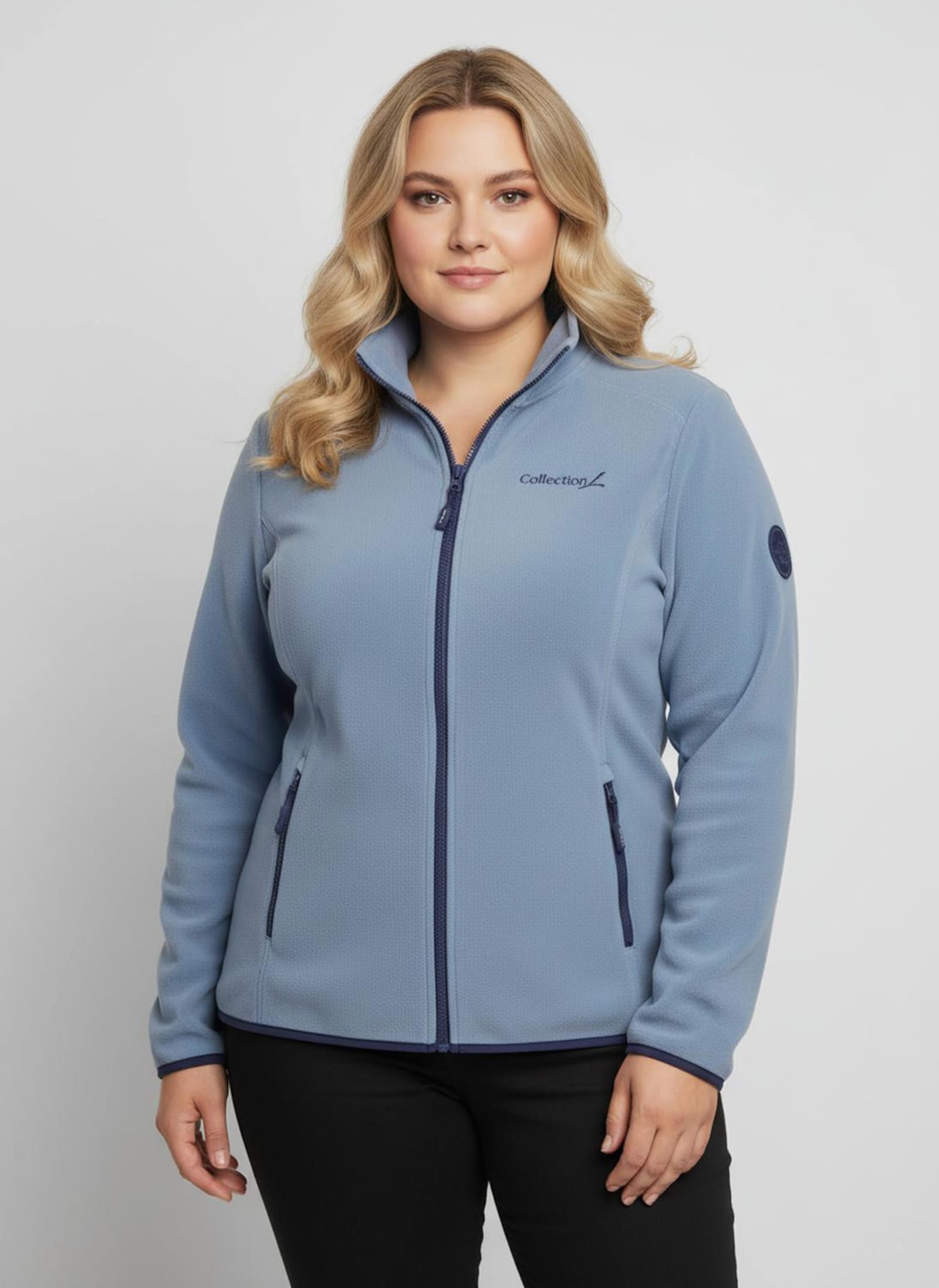 Fleecejacke mit Stickerei - bleu