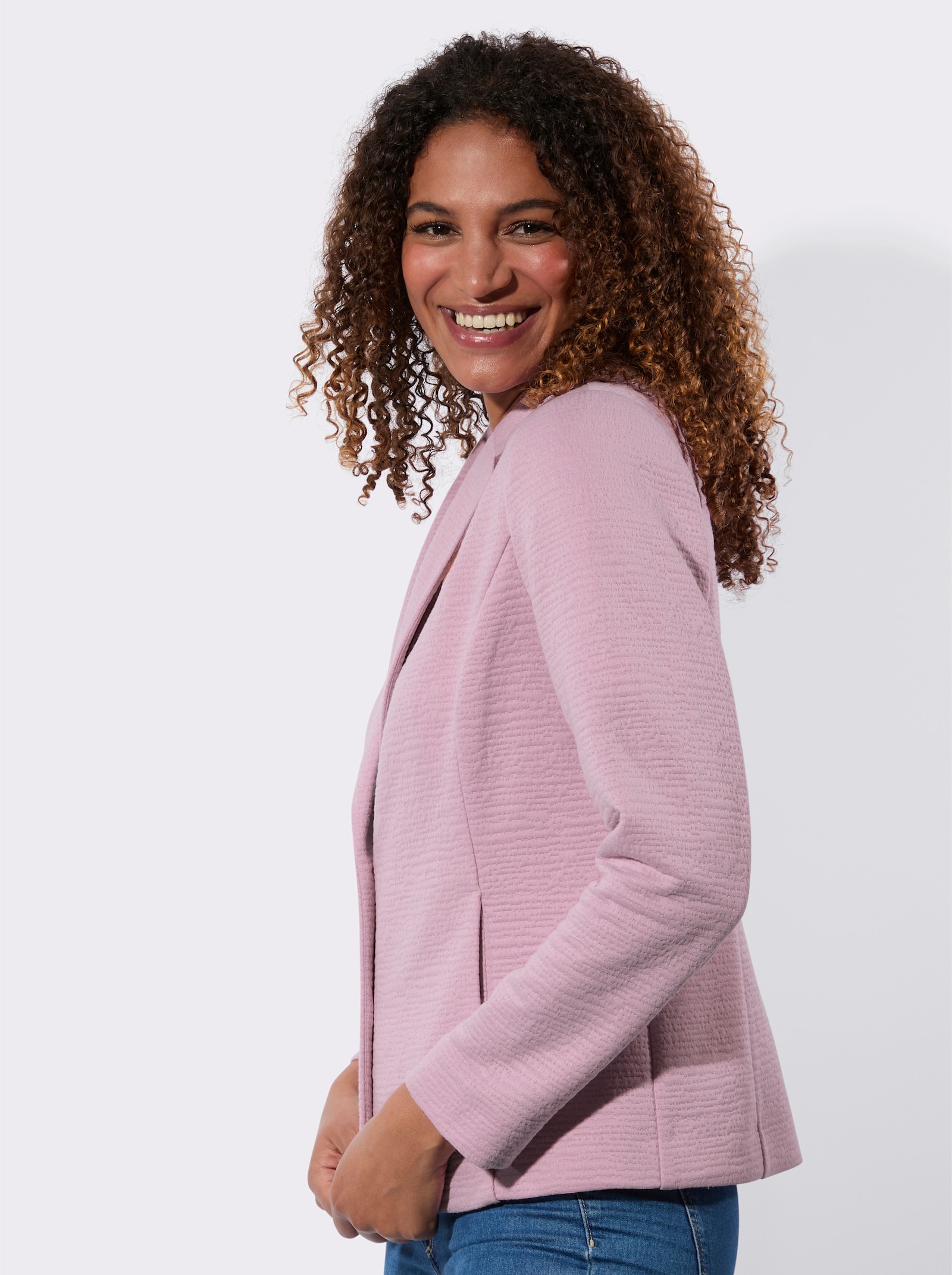 Žerzejový blejzr z interlokové pleteniny - růžová