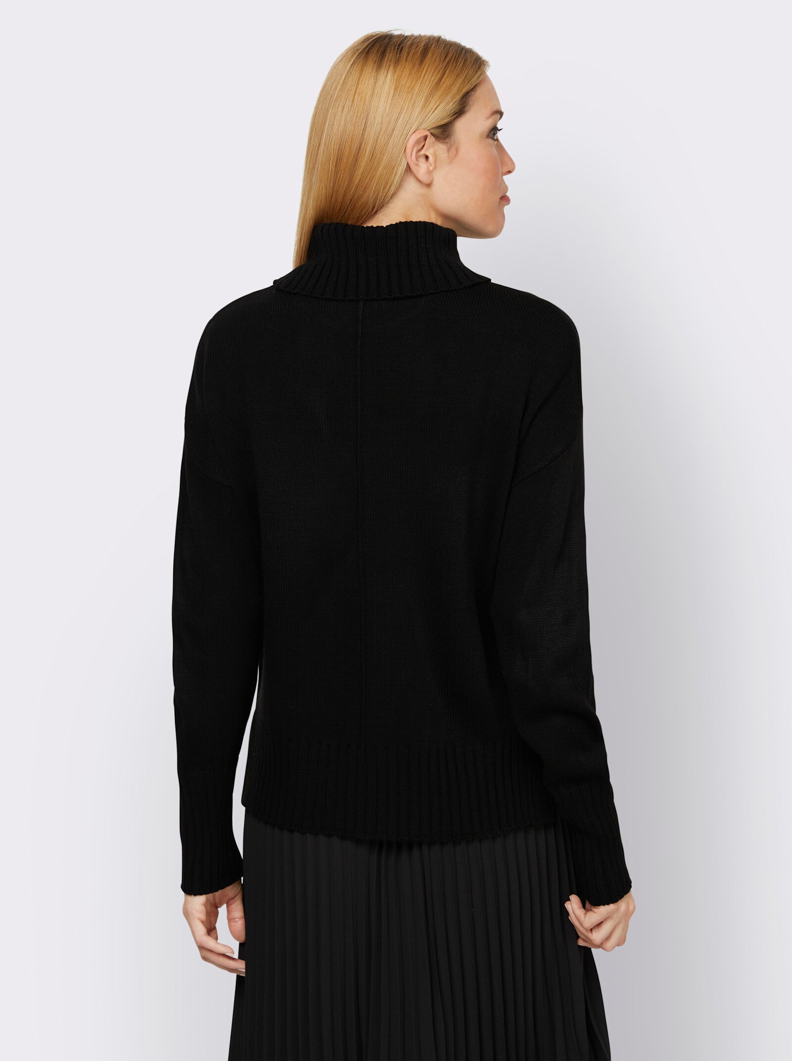 heine Rollkragenpullover mit Mittelnaht - schwarz
