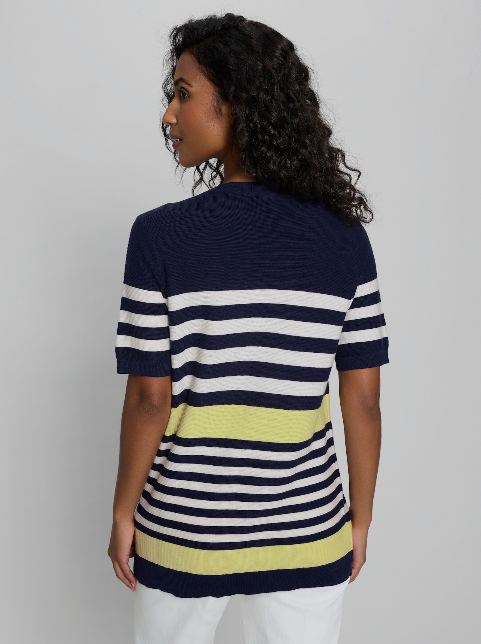 heine 2-in-1-Pullover mit Streifen - marine-pistazie-geringelt