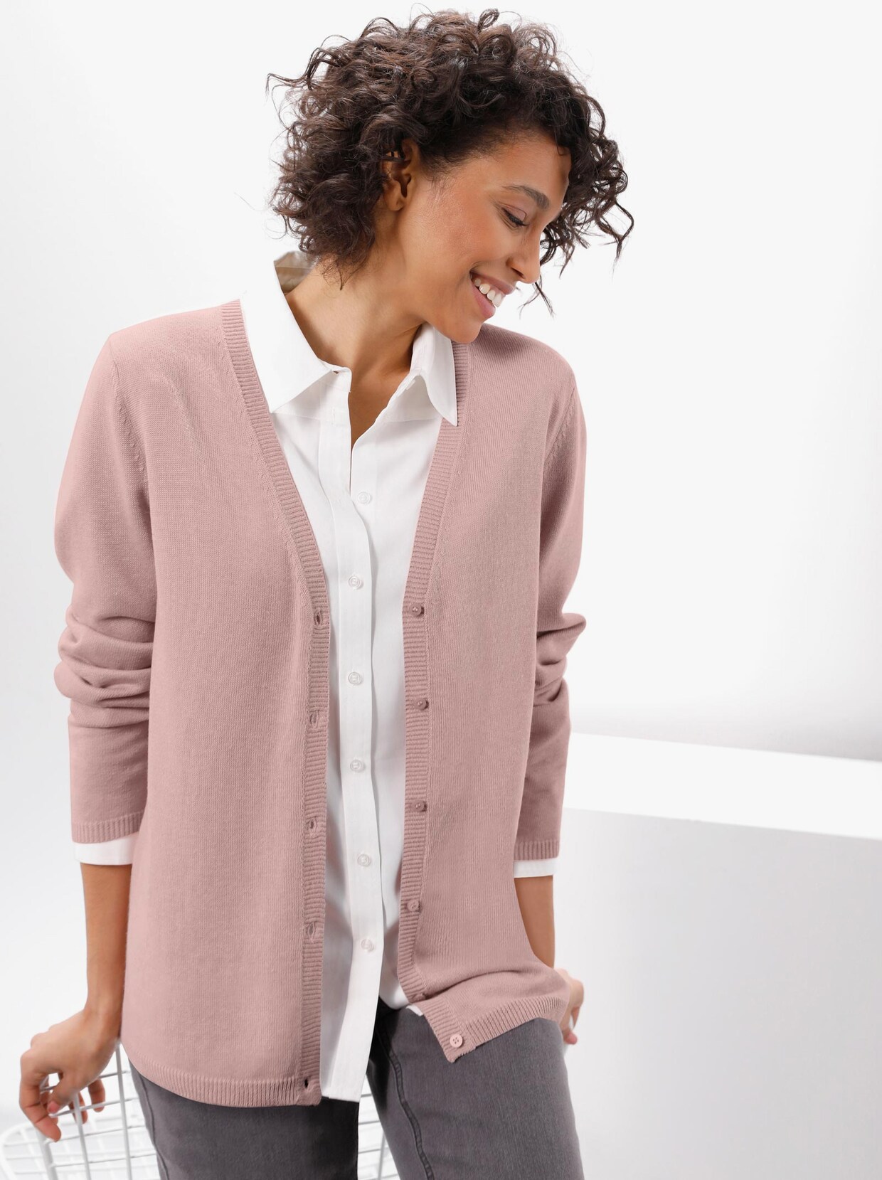 Creation L Premium Seiden-Kaschmir-Strickjacke - rosé