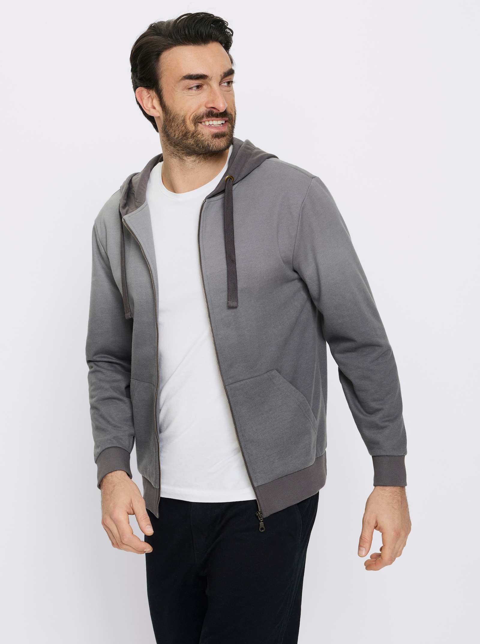 Marco Donati Sweatjacke mit Känguru-Taschen - anthrazit