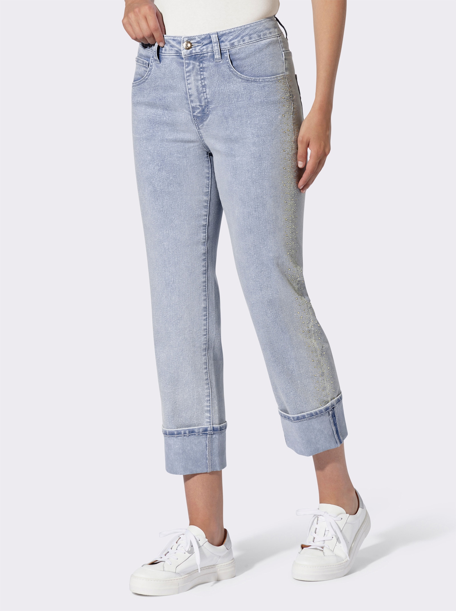 heine Jeans mit fixiertem Umschlag - blue-bleached