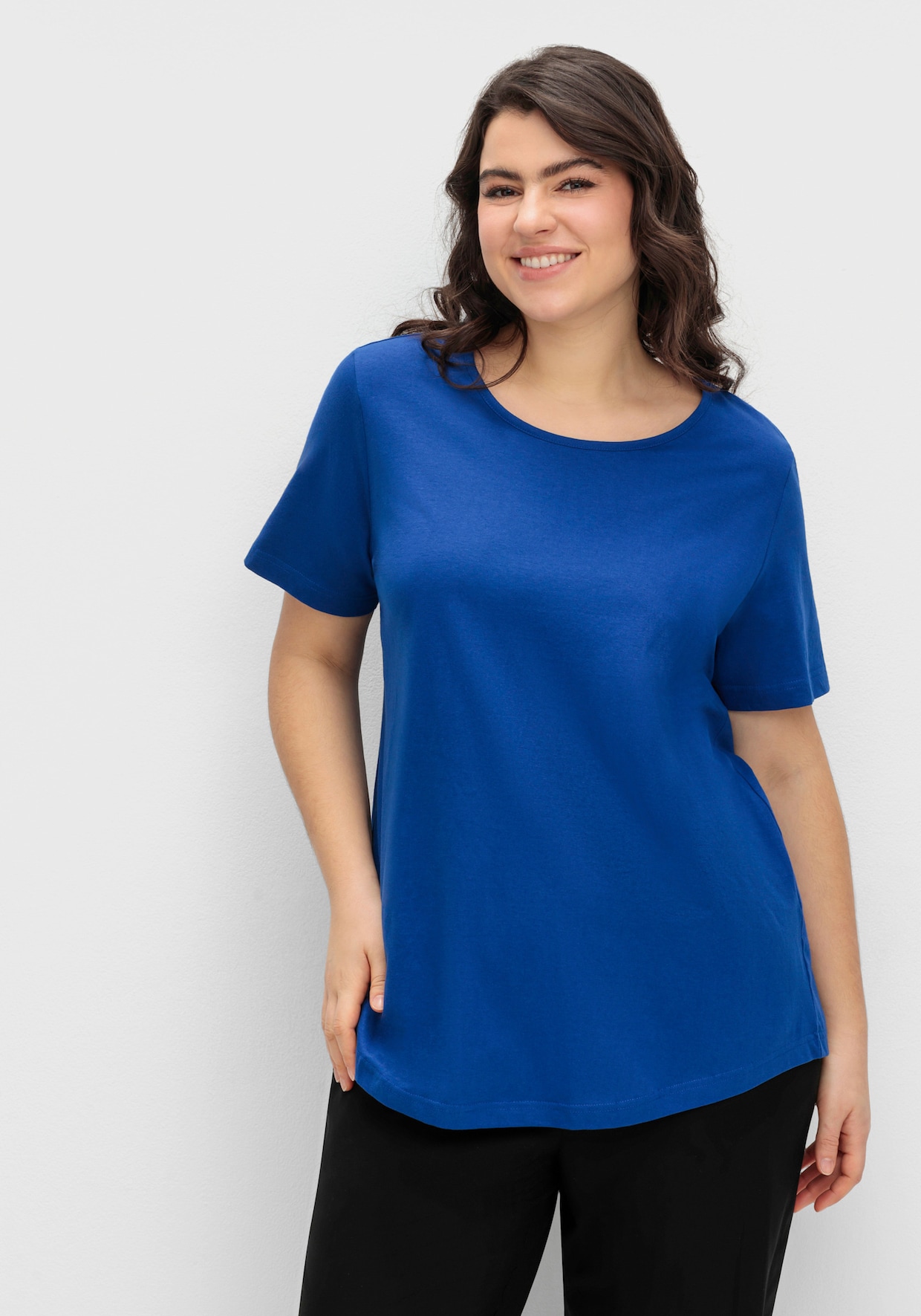 Longshirt - royalblau + pink