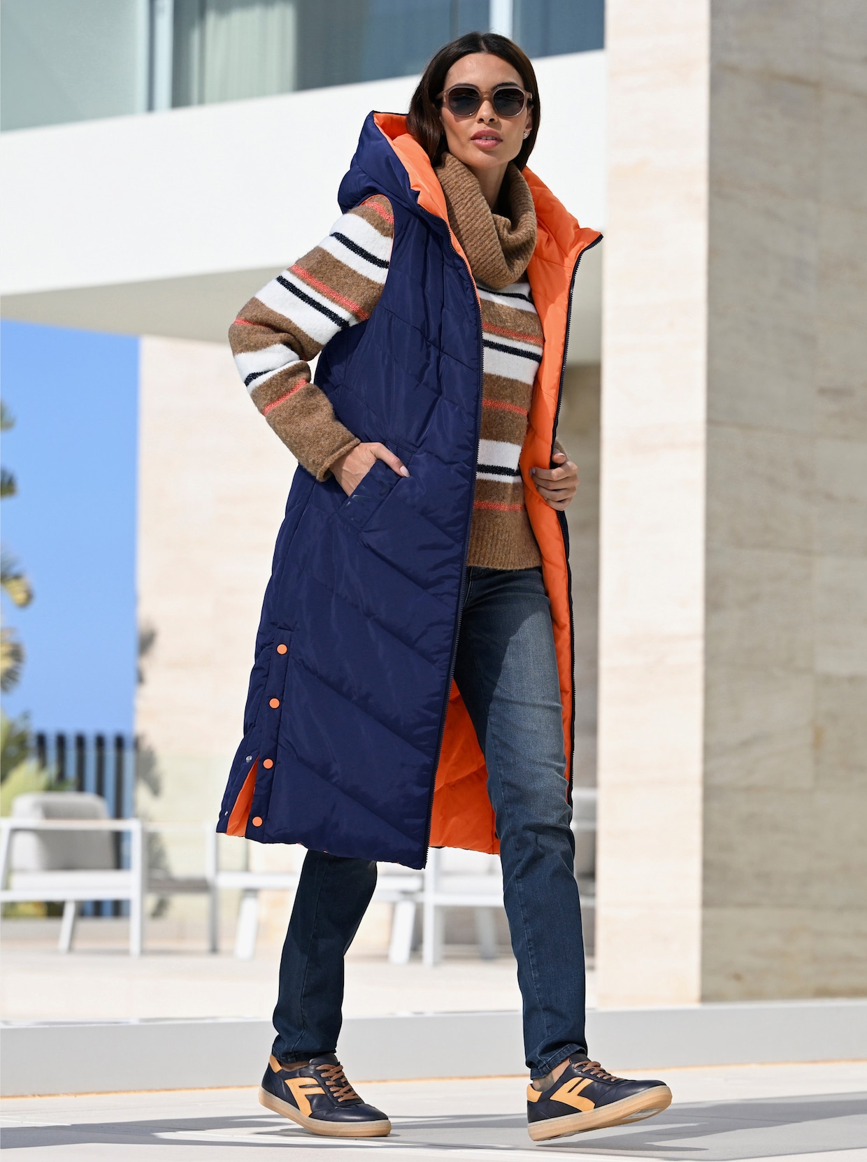 heine Wendeweste - marine-orange