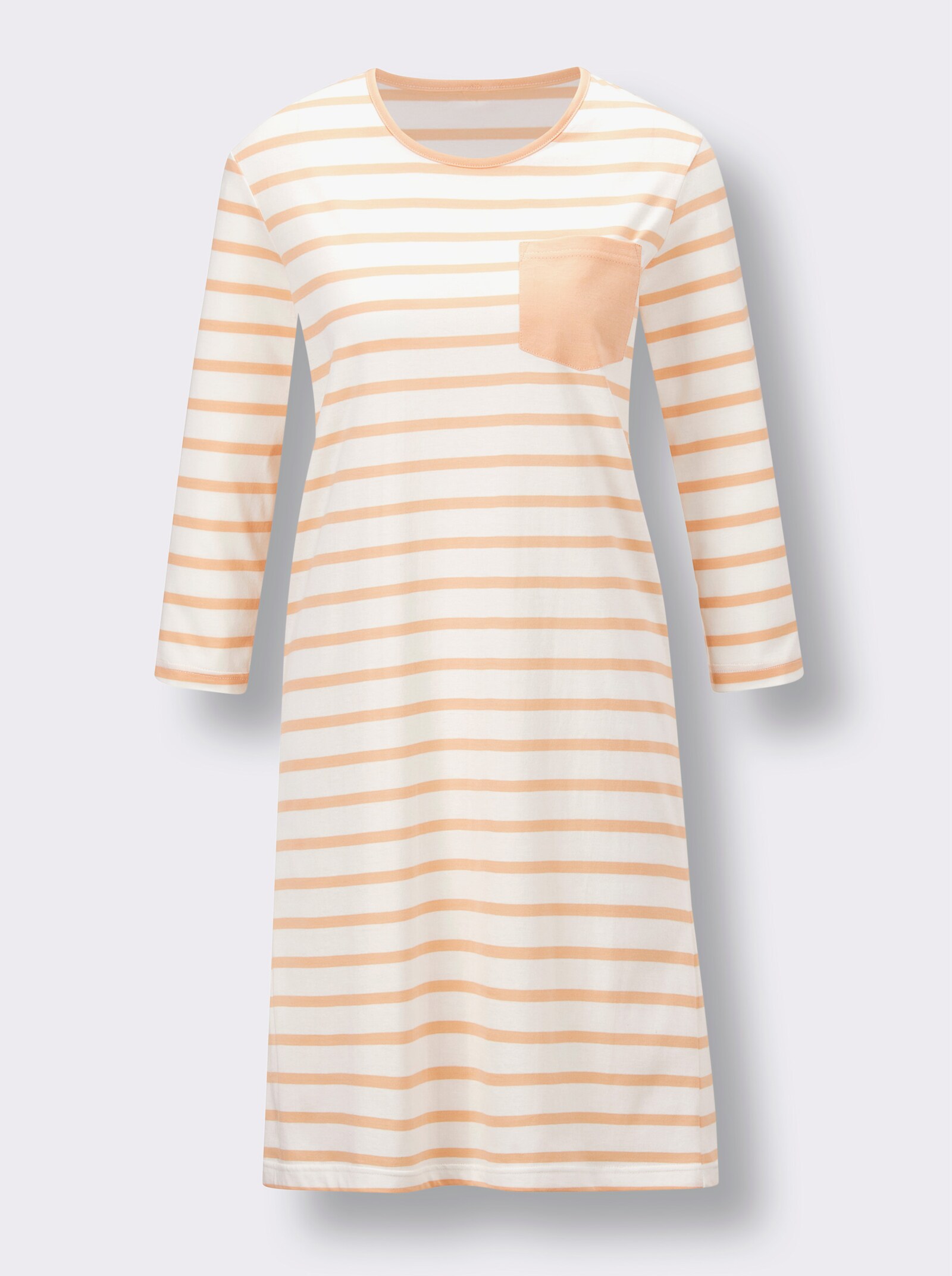 wäschepur Sleepshirts im Baumwoll-Mix - apricot + apricot-ecru-gestreift