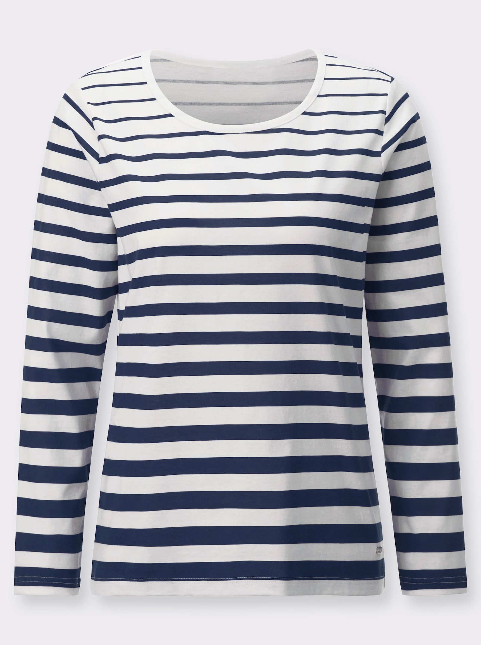 Streepjesshirt met ronde hals - marine/ecru gestreept