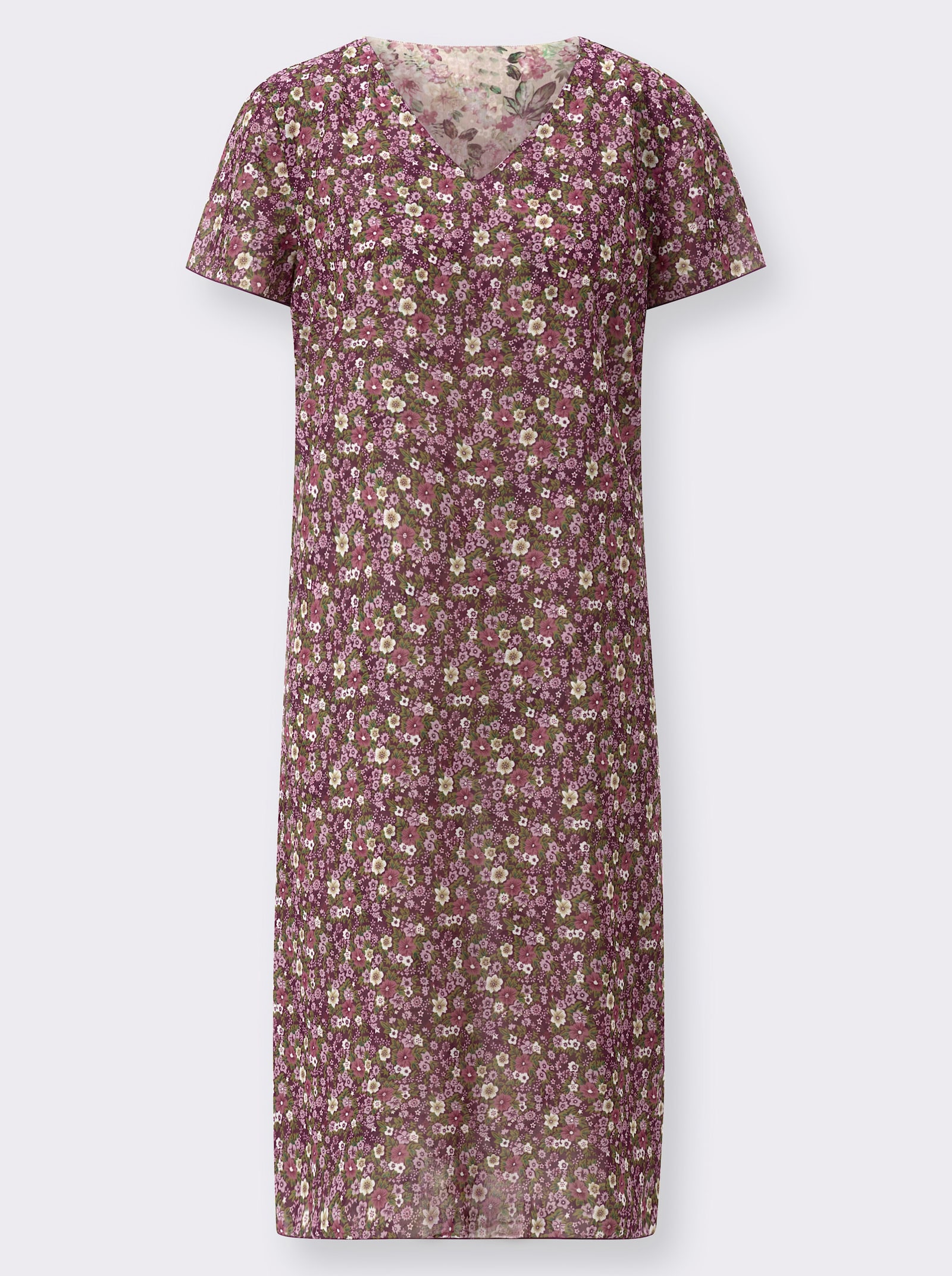 A-Linien-Kleid zum Wenden - rosé-khaki-bedruckt