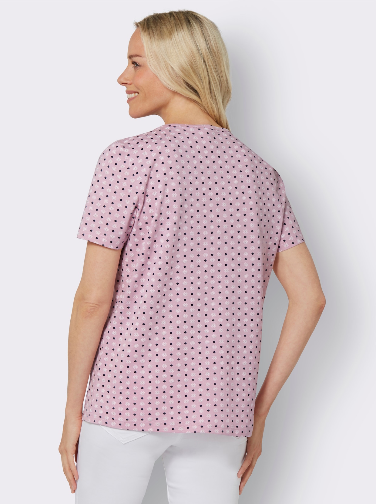 Shirt met korte mouwen - roze gedessineerd