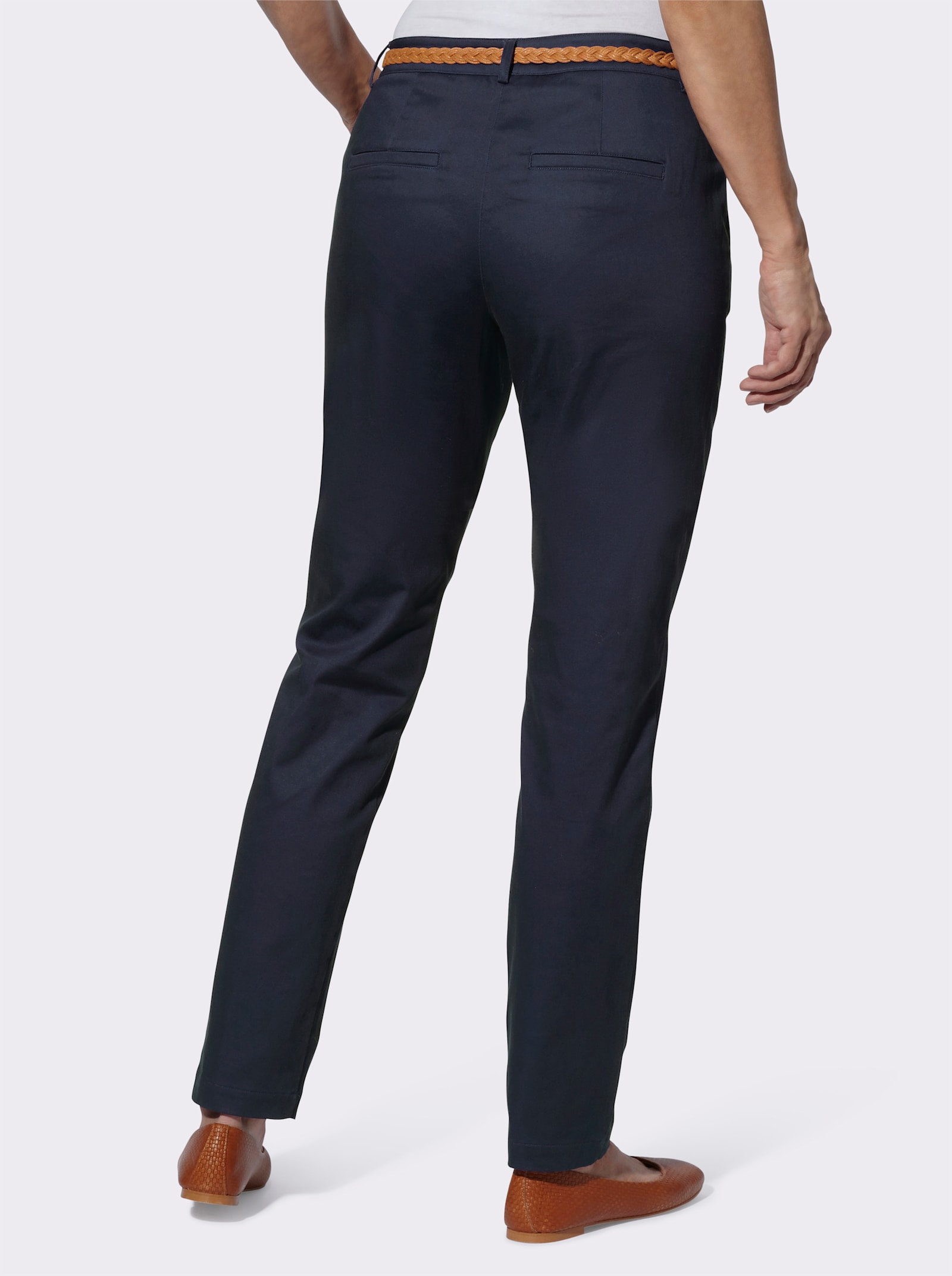 Chinohose inklusive Gürtel - marine