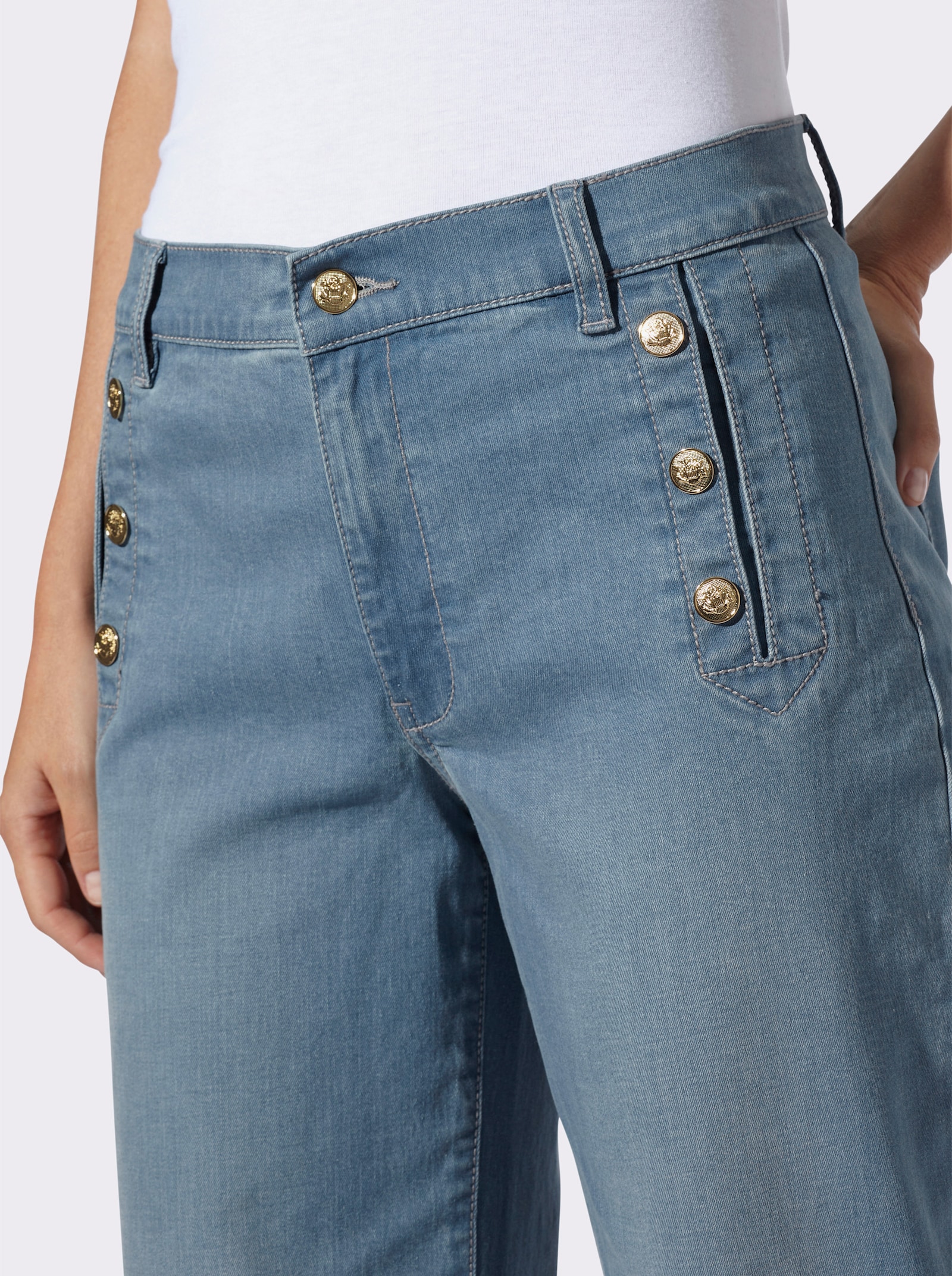 heine Gerade Jeans mit hohem Bund - blue-bleached