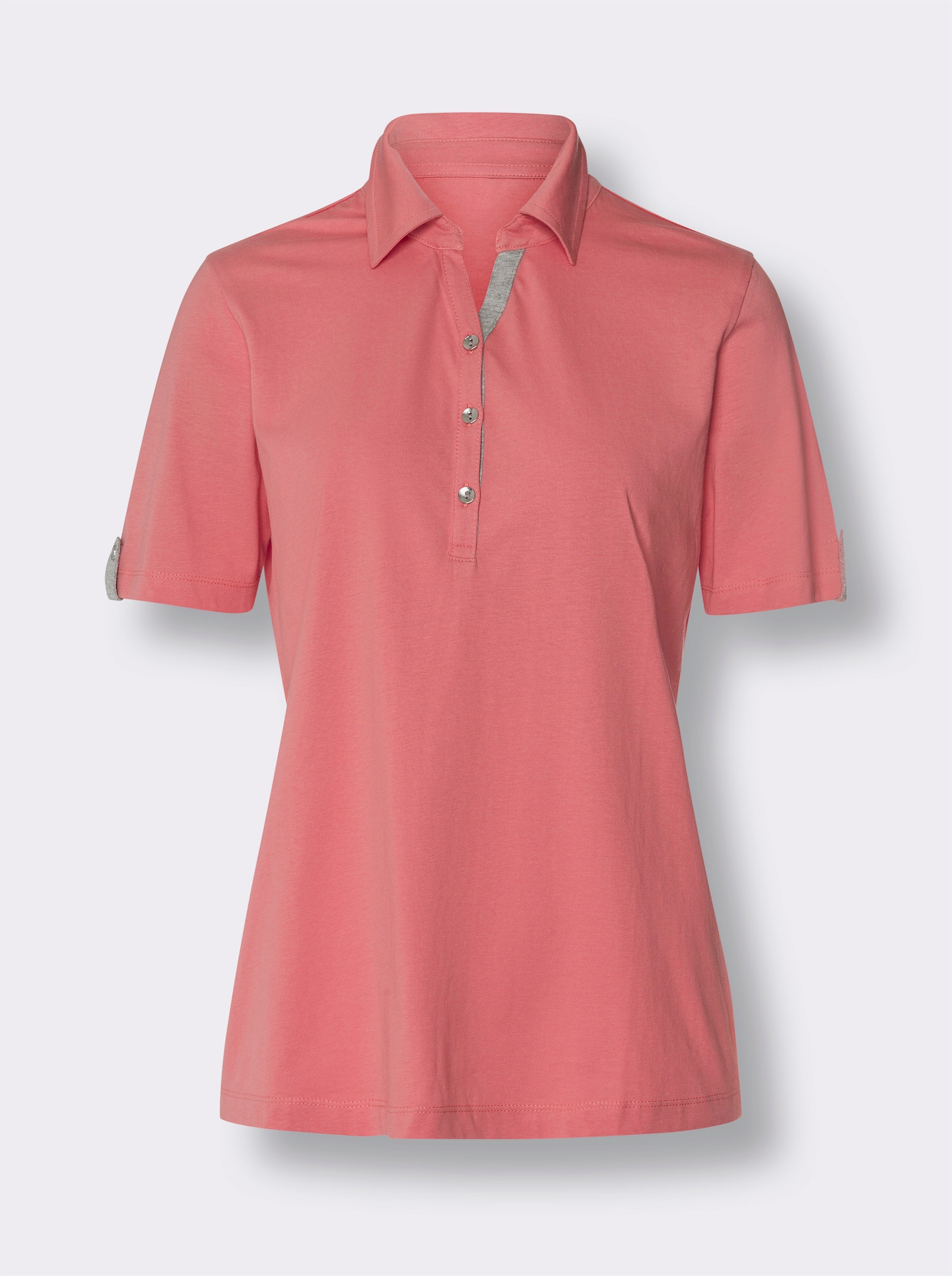 Poloshirt mit Kontrasten - flamingo
