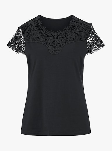 Spitzenshirt mit blickdichten Elementen - schwarz