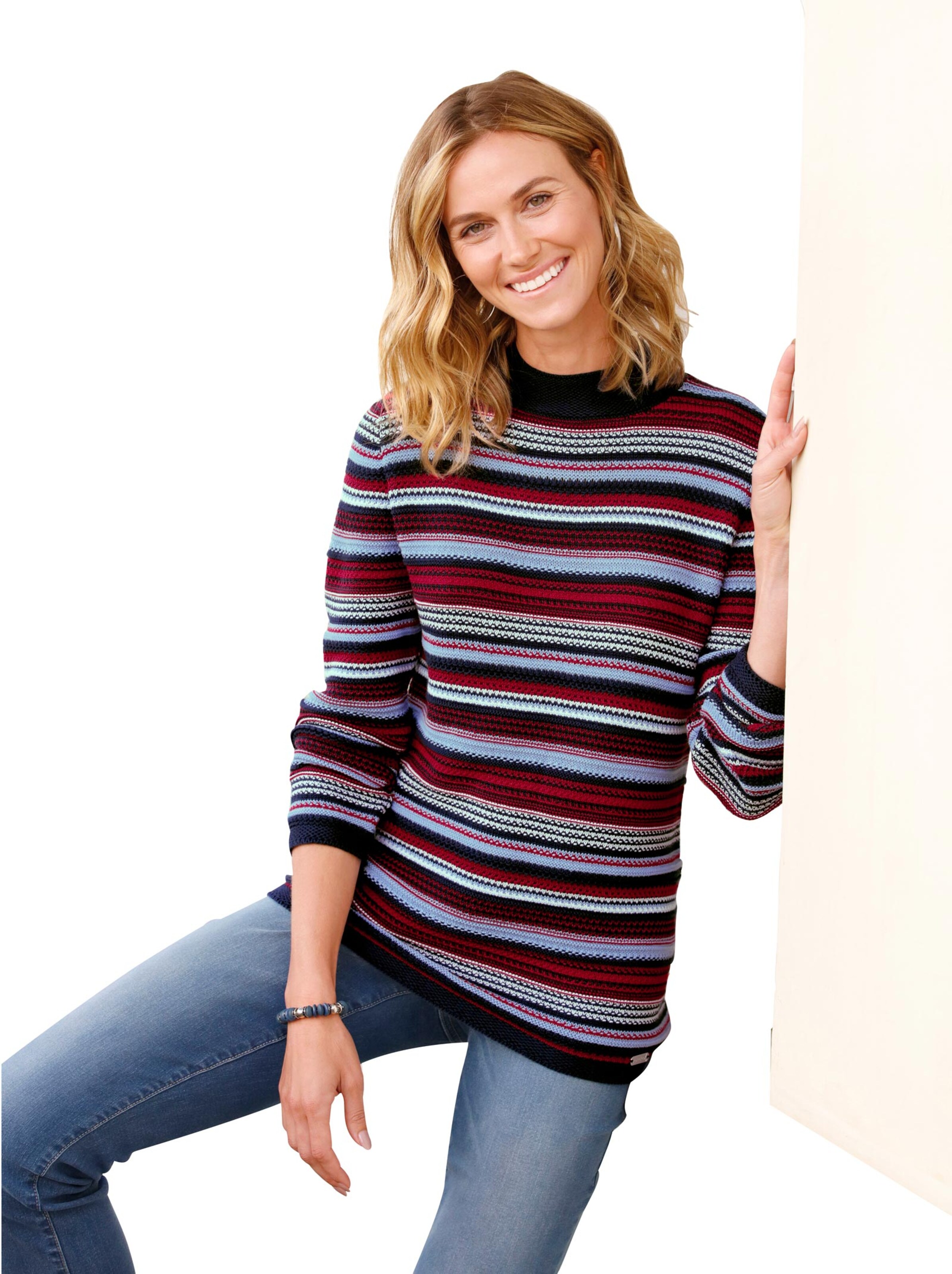 Collection L Pullover - marine-rot-gestreift