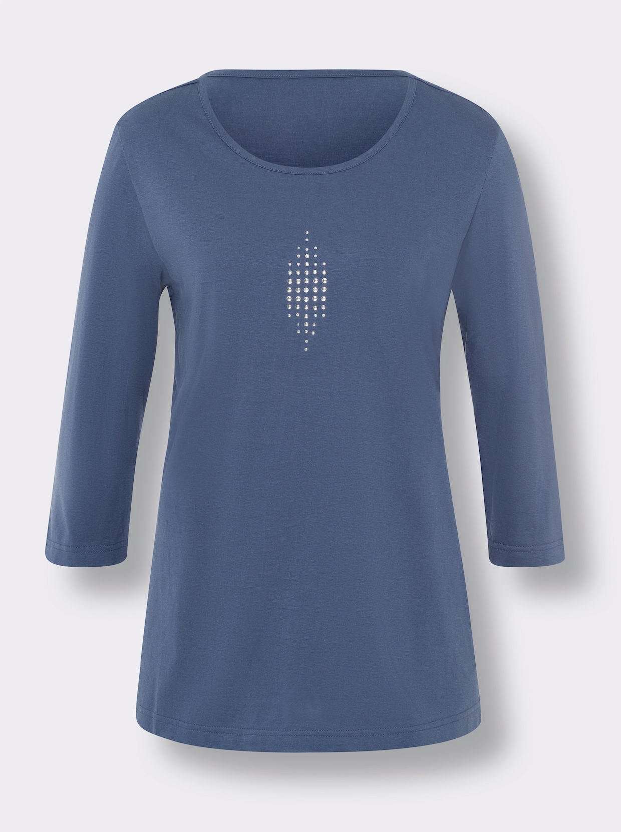Shirt met 3/4-mouw - champagne + jeansblauw
