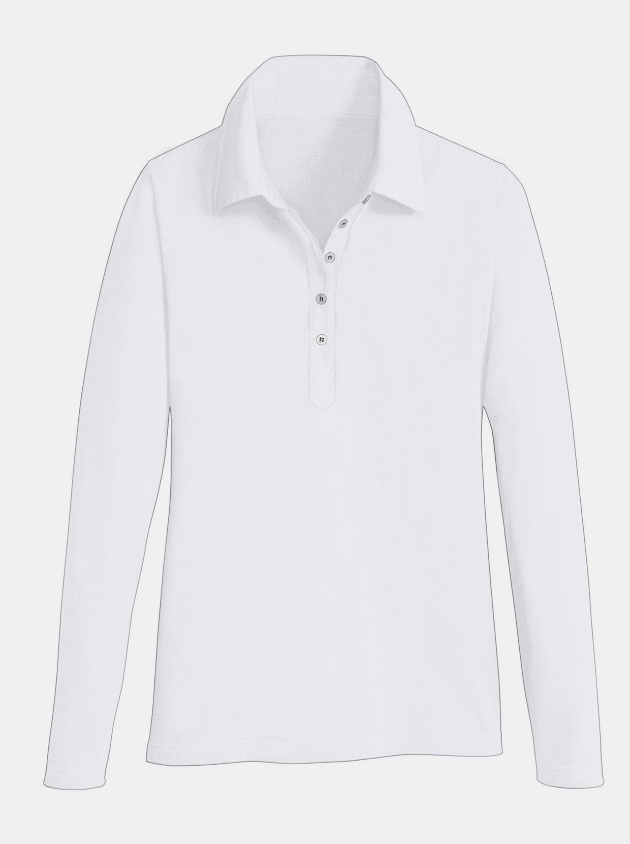 Langarm-Poloshirt - weiß