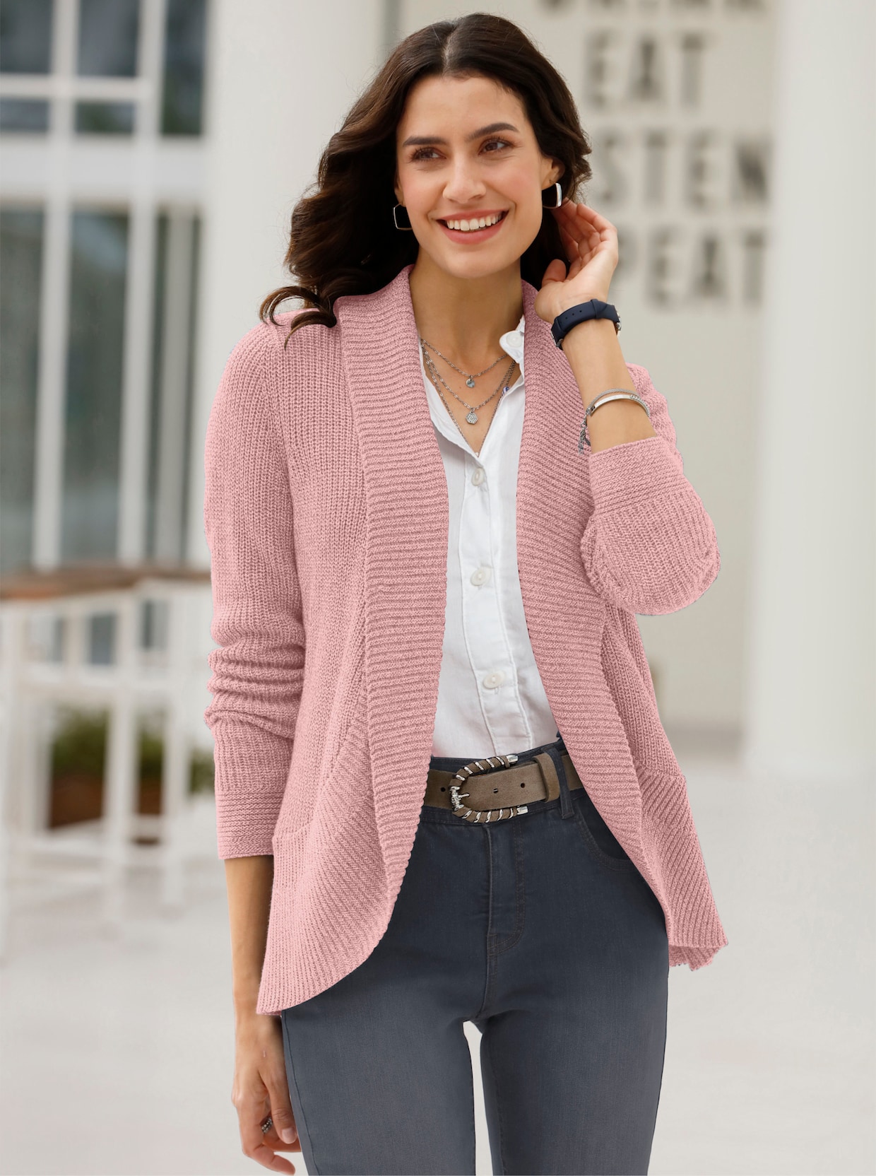 Strickjacke - rosenquarz-meliert