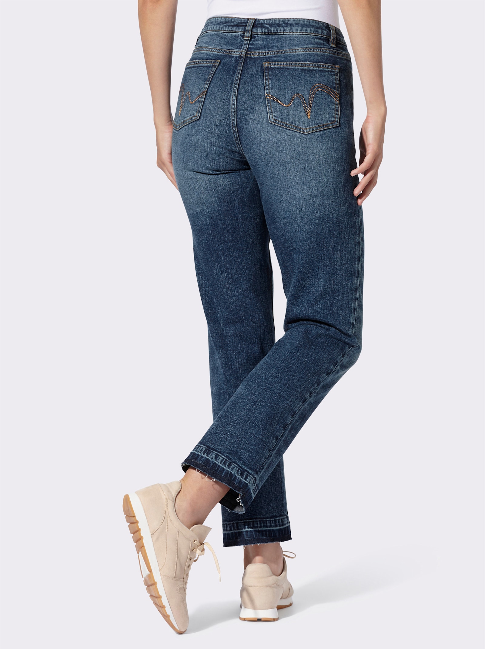 heine Jeans mit offenem Saum - blue-stone-washed