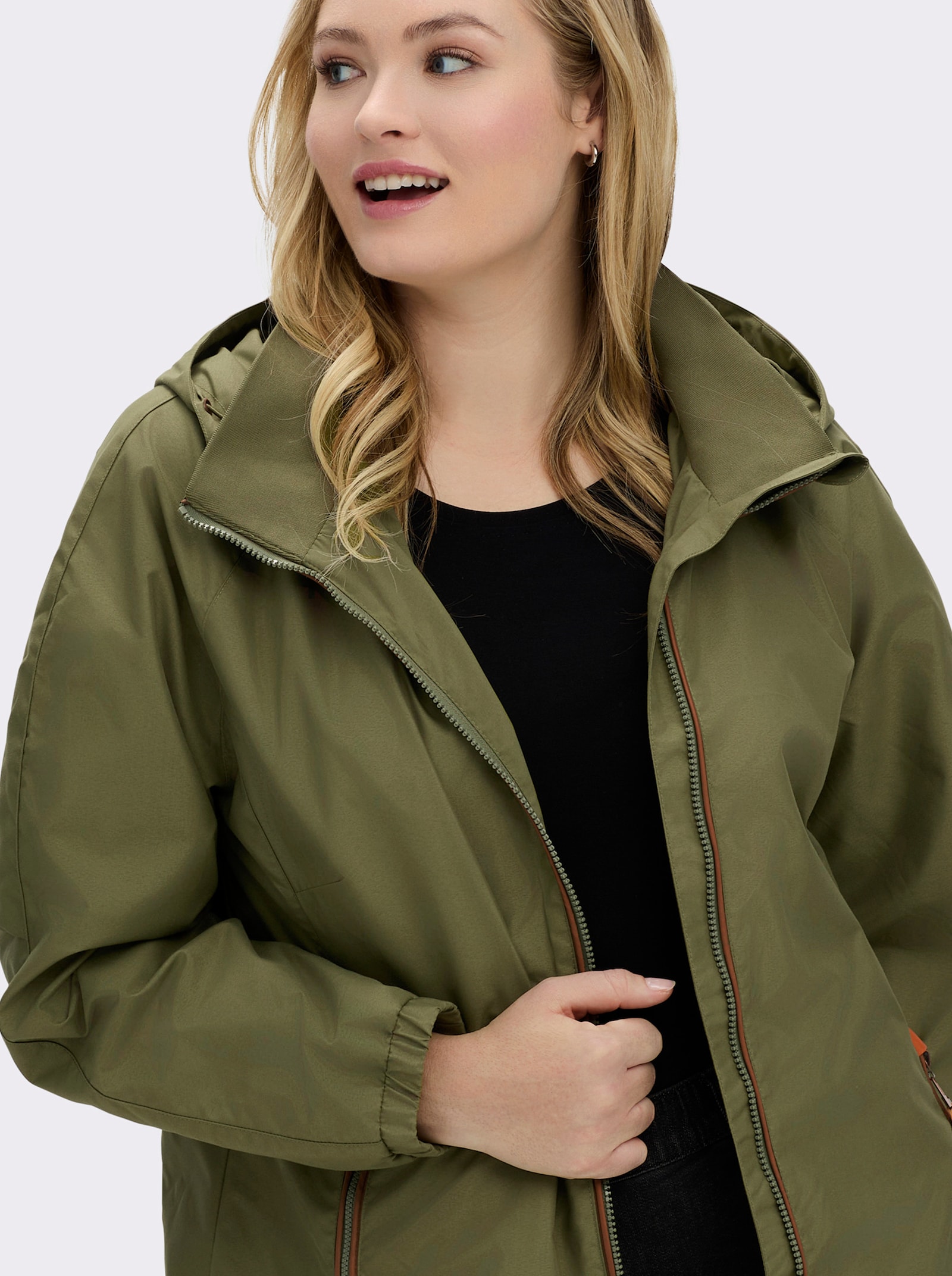 Übergangsjacke in Microfaser-Qualität - oliv