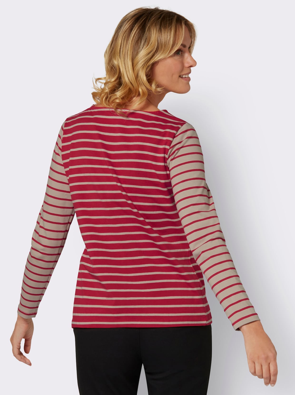 Streepjesshirt - rood/sesam gestreept