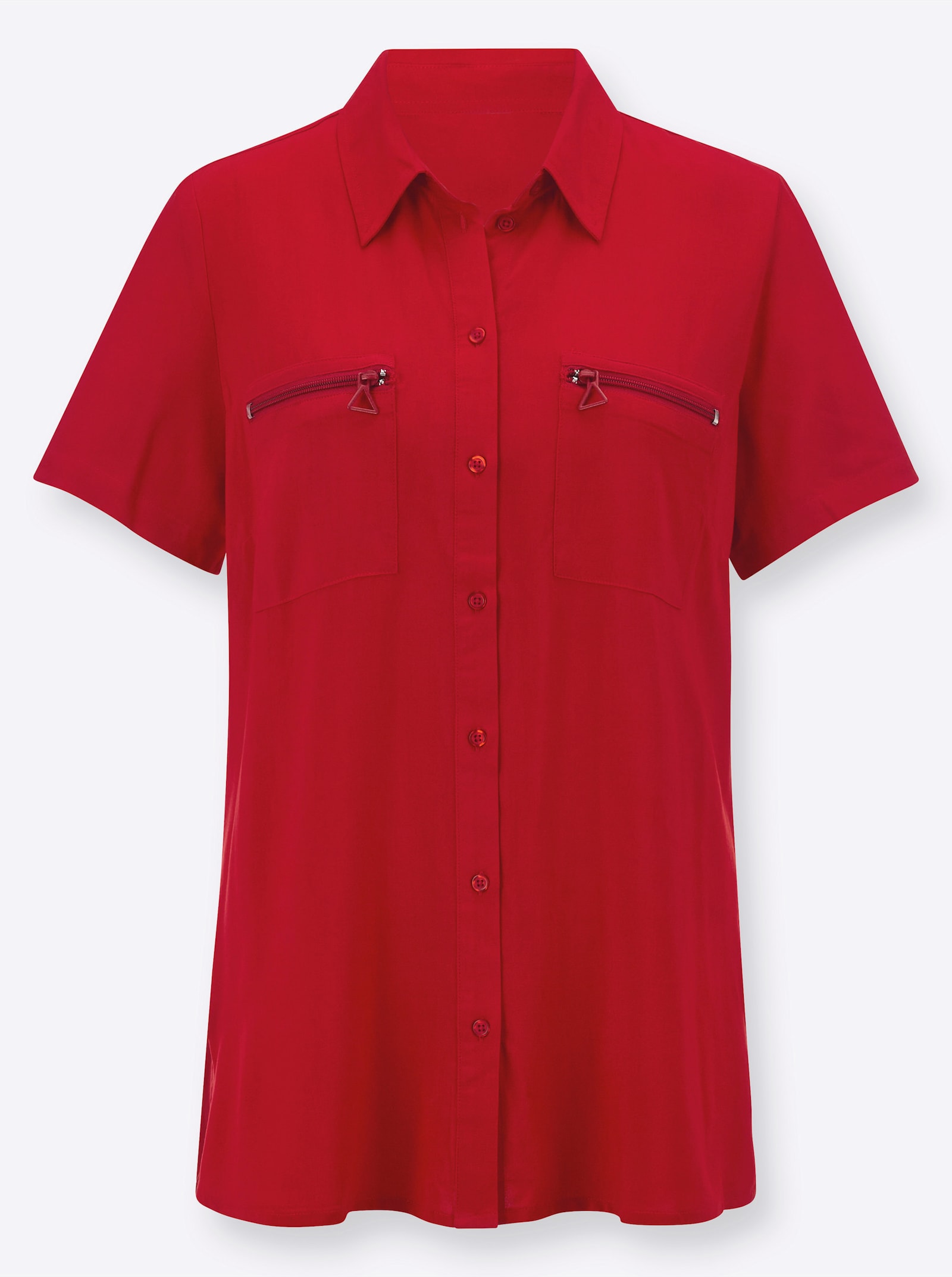Longbluse mit langen Seitenschlitzen - rot