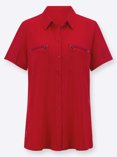 Longbluse mit langen Seitenschlitzen - rot