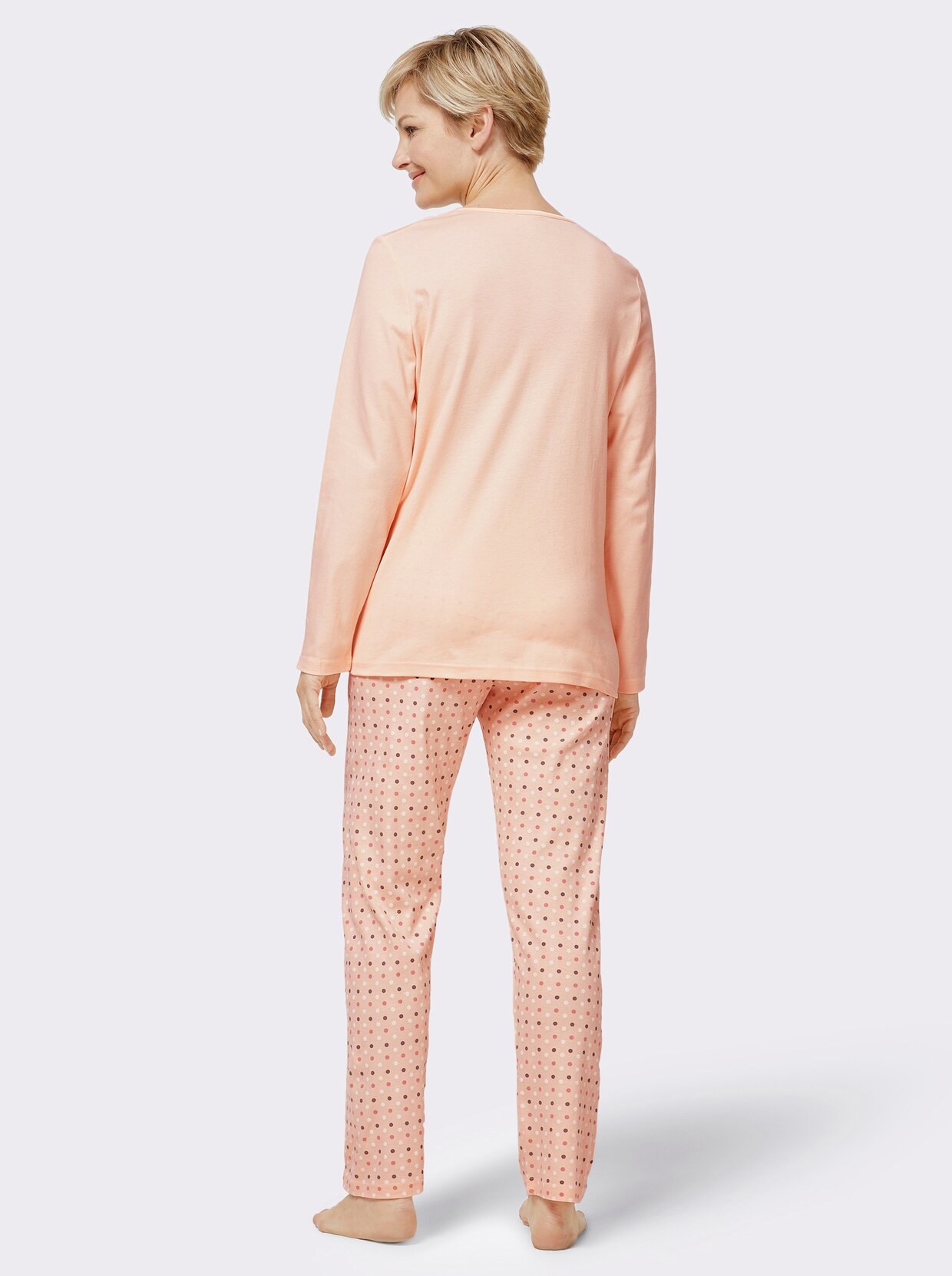 Ascafa Schlafanzug - apricot-bedruckt