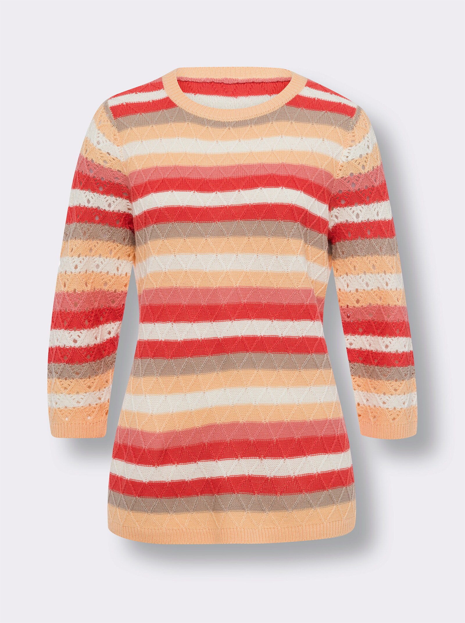 3/4 Arm-Pullover im Ringel-Dessin - hummer-ecru-geringelt