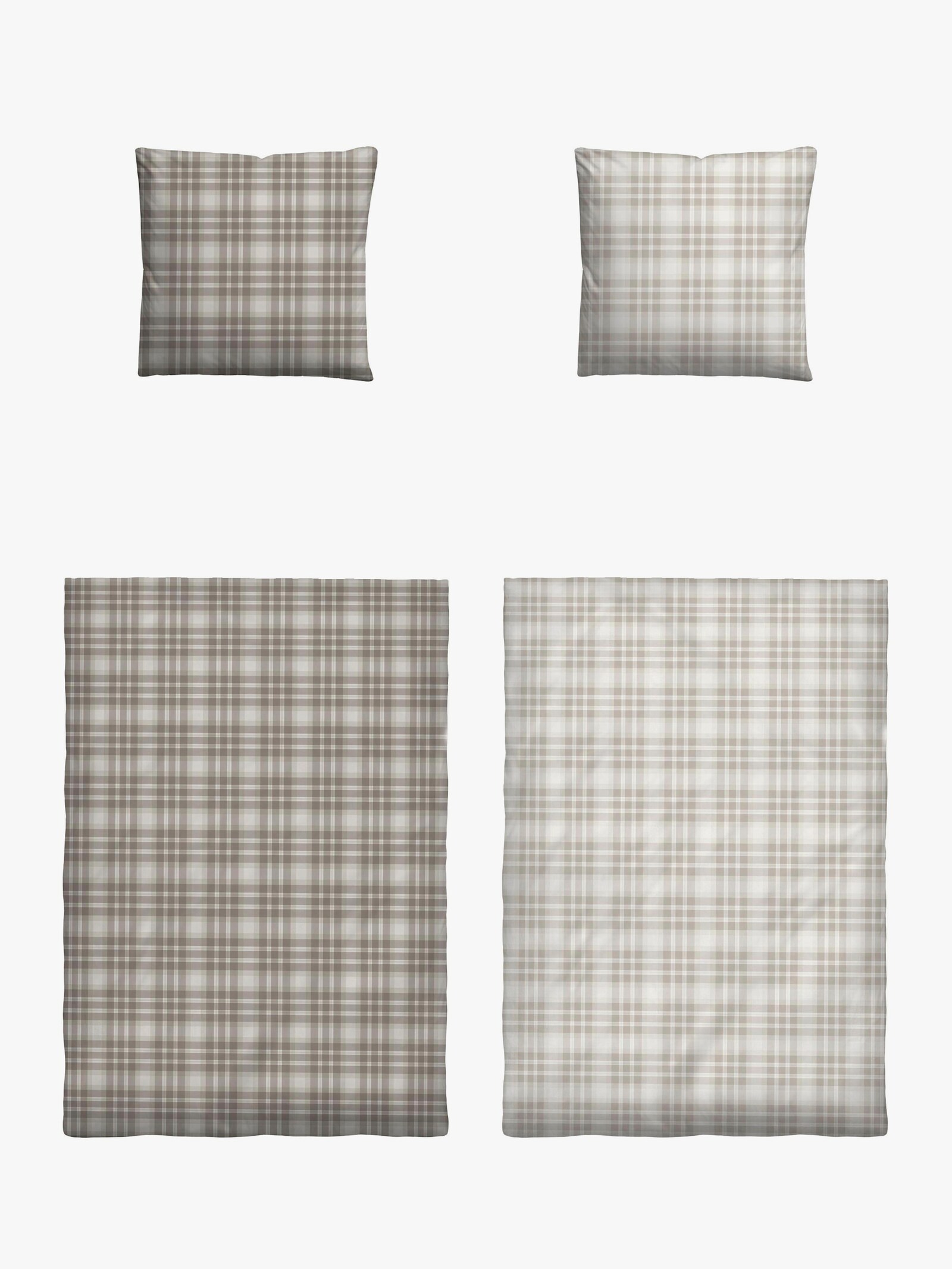 Biberna Wendebettwäsche - beige-kariert