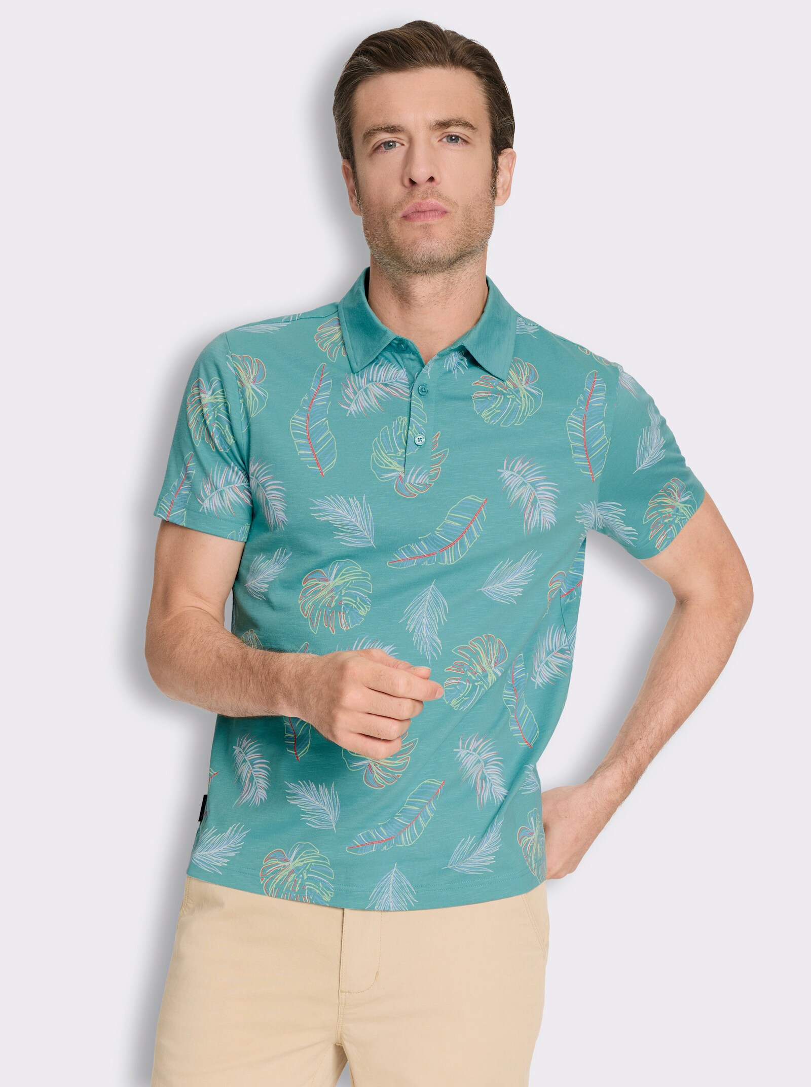 Marco Donati Kurzarmshirt mit exotischem Dessin - ozean-bedruckt