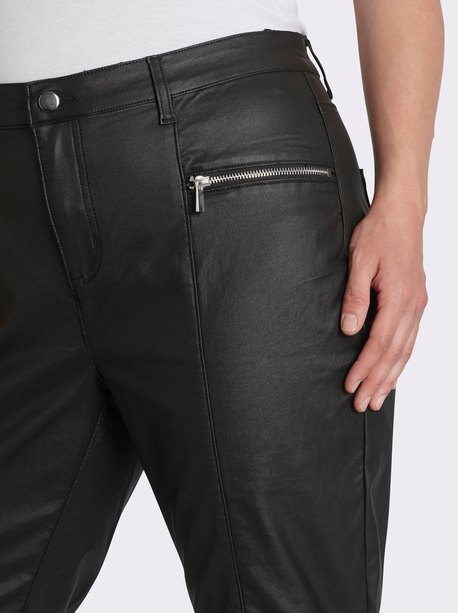 sheego by Joe Browns Bengalinhose in beschichteter Optik - schwarz