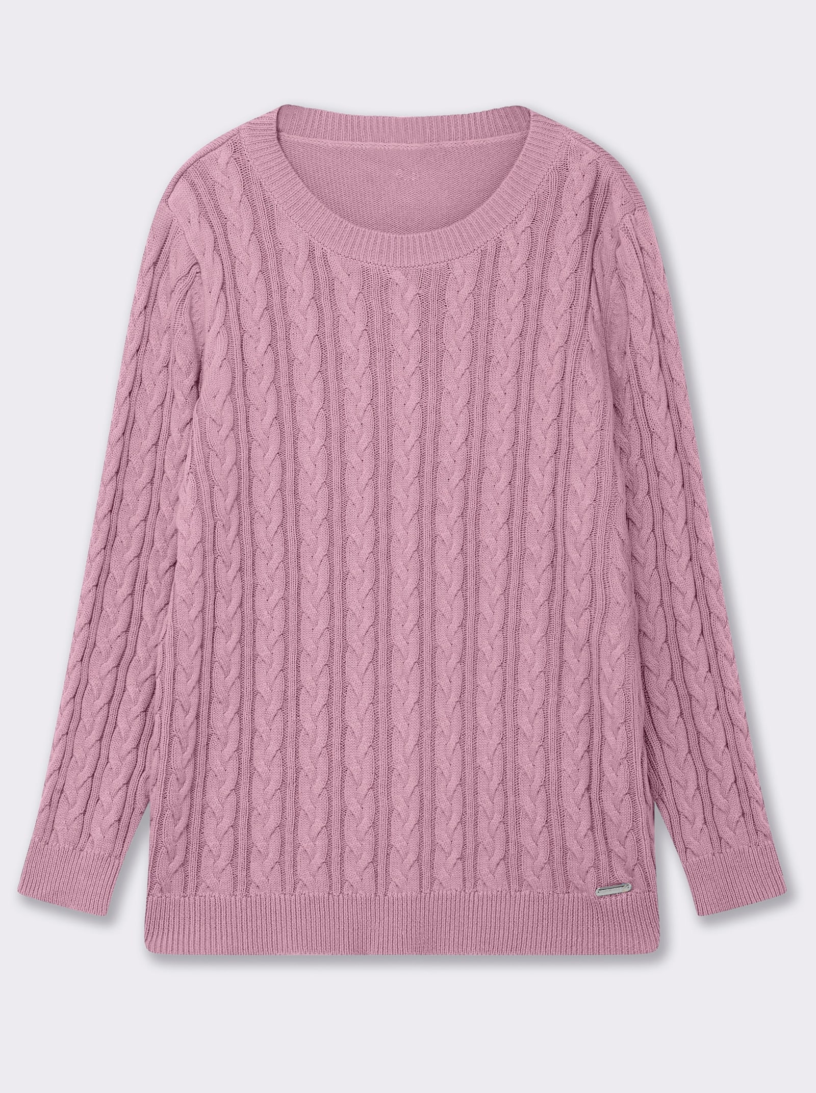 Strickpullover mit Zopfmuster - altrosé