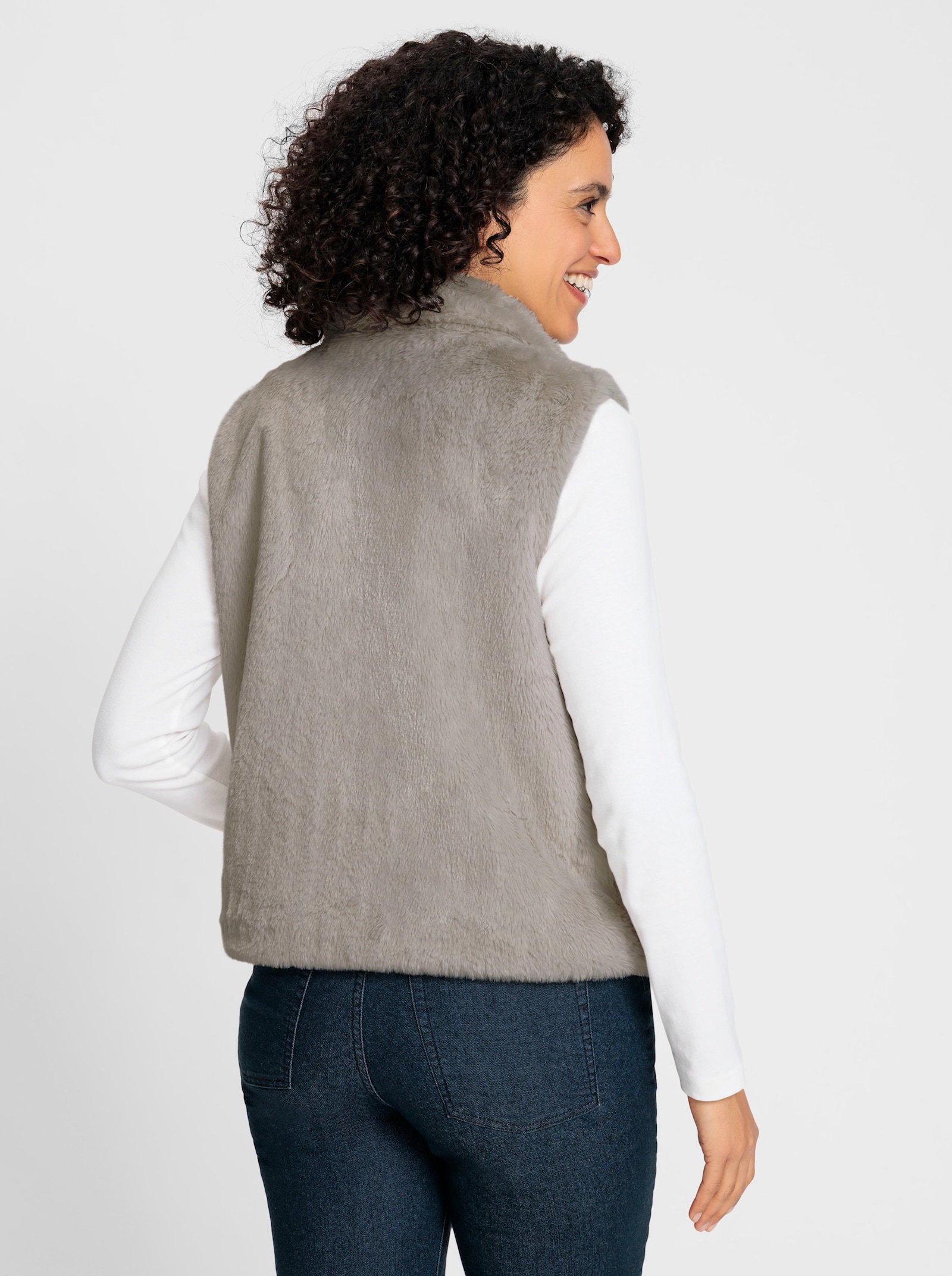 Fellimitatweste in kürzerer Form - hellgrau