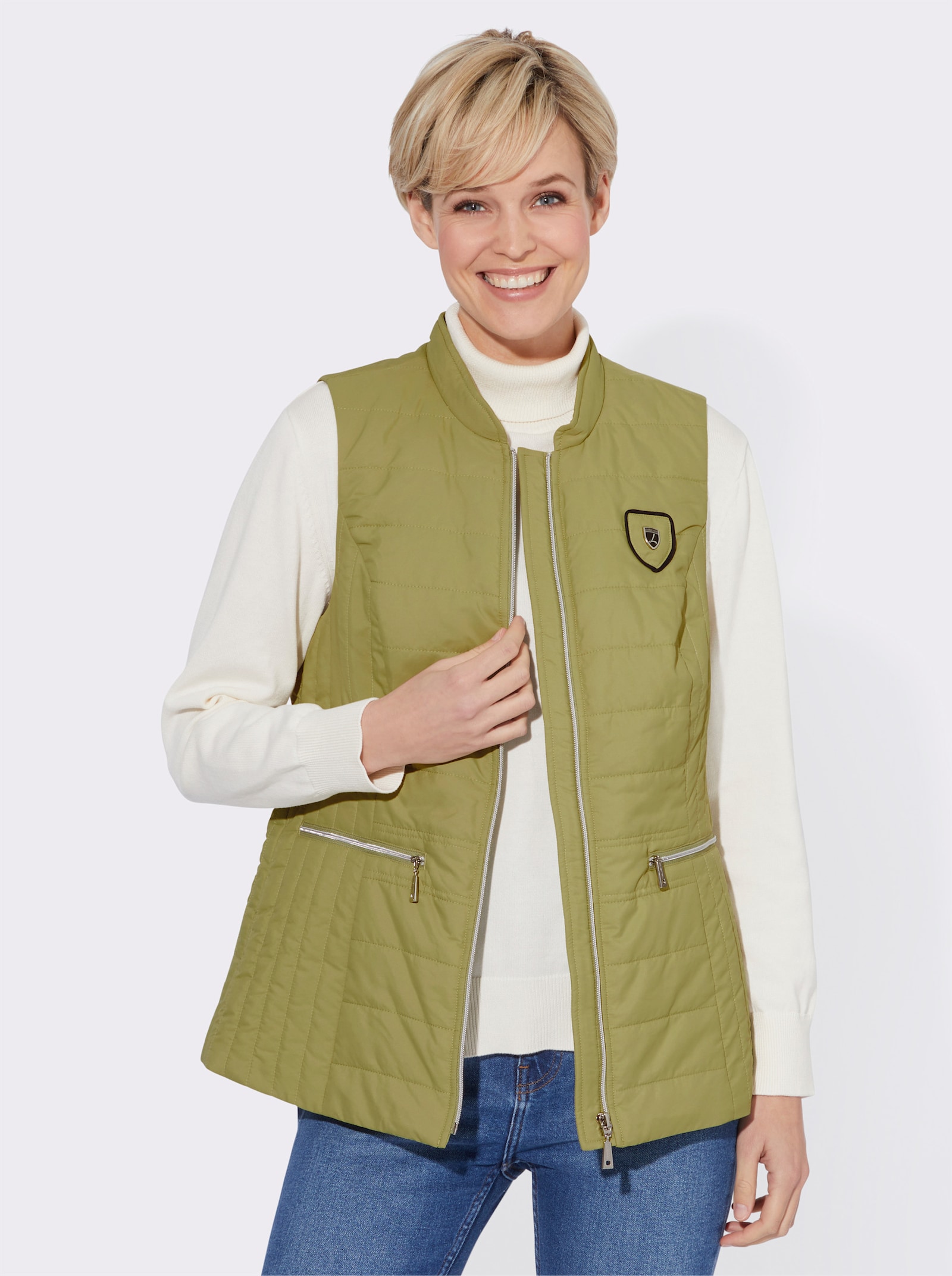 Steppweste mit Reißverschluss-Taschen - schilf